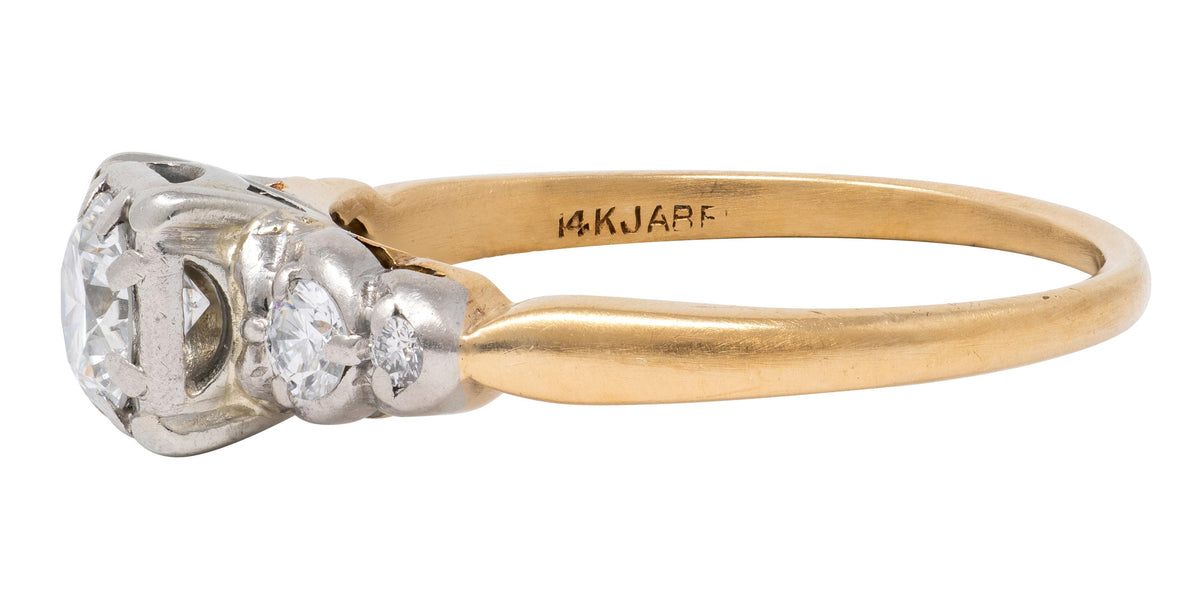 Jabel Retro Transitional Cut Diamond 14K Gold Vintage Stepped Engagement Ring