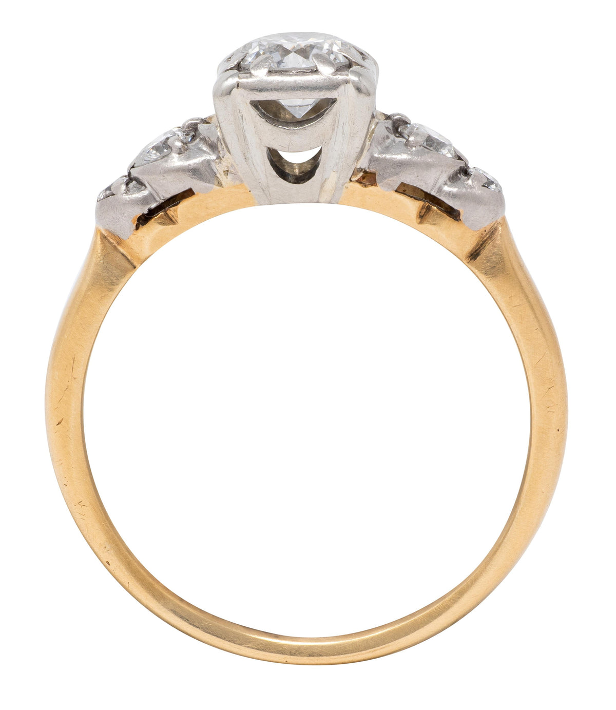Jabel Retro Transitional Cut Diamond 14K Gold Vintage Stepped Engagement Ring