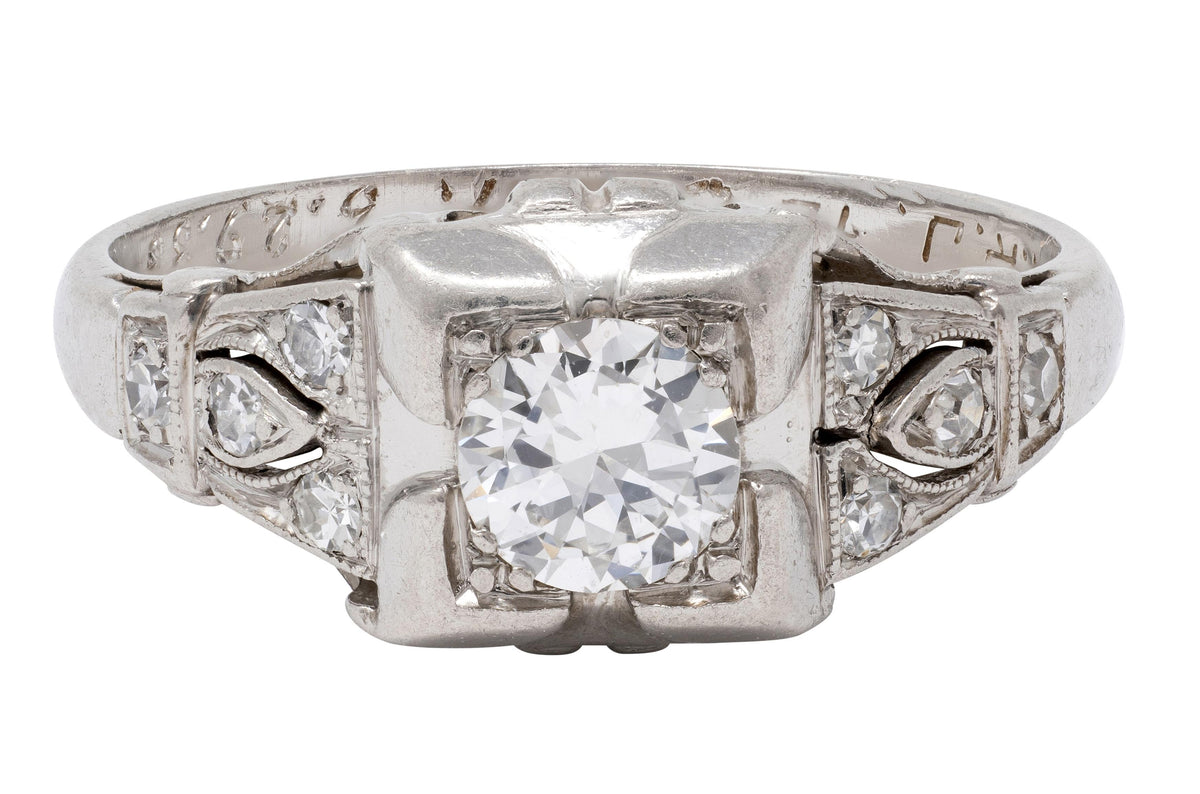Bailey Banks & Biddle Art Deco 0.50 CTW Diamond Platinum Vintage Engagement Ring