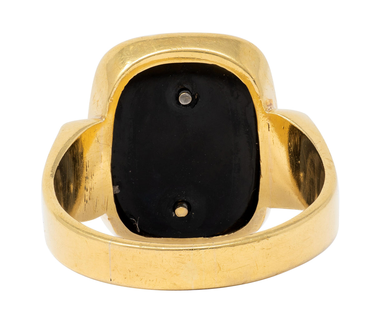1970's Onyx 18 Karat Yellow Gold Vintage Heraldic Crest Unisex Signet Ring