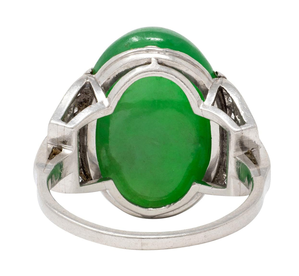 Art Deco Jade Diamond Platinum Vintage Buckle Dinner Ring