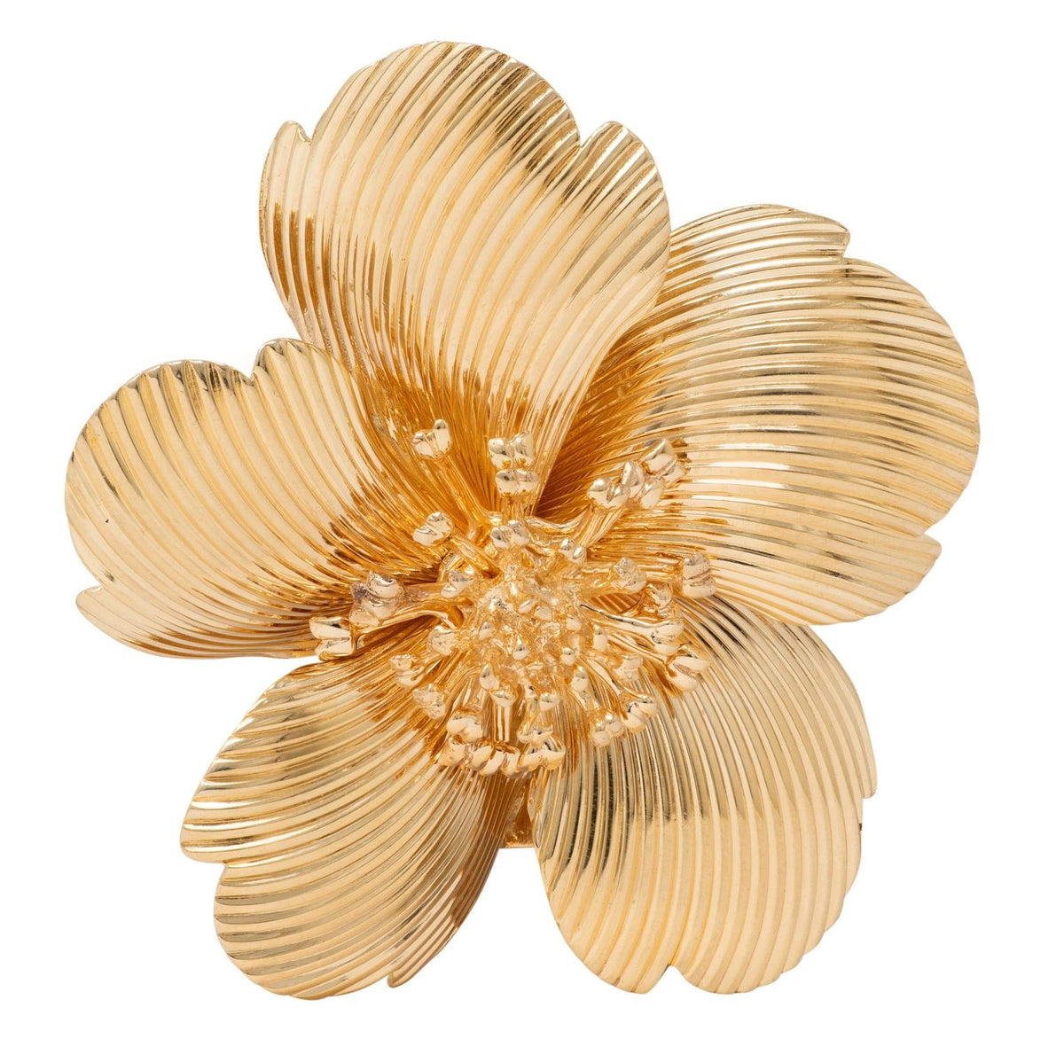 1960's 14 Karat Yellow Gold Vintage Anemone Flower Brooch