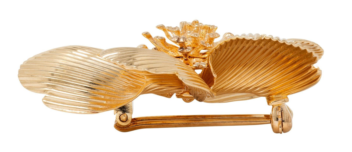 1960's 14 Karat Yellow Gold Vintage Anemone Flower Brooch