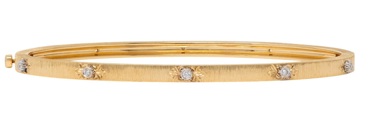 Buccellati Diamond 18 Karat Gold Contemporary Macri Classica Bangle Bracelet