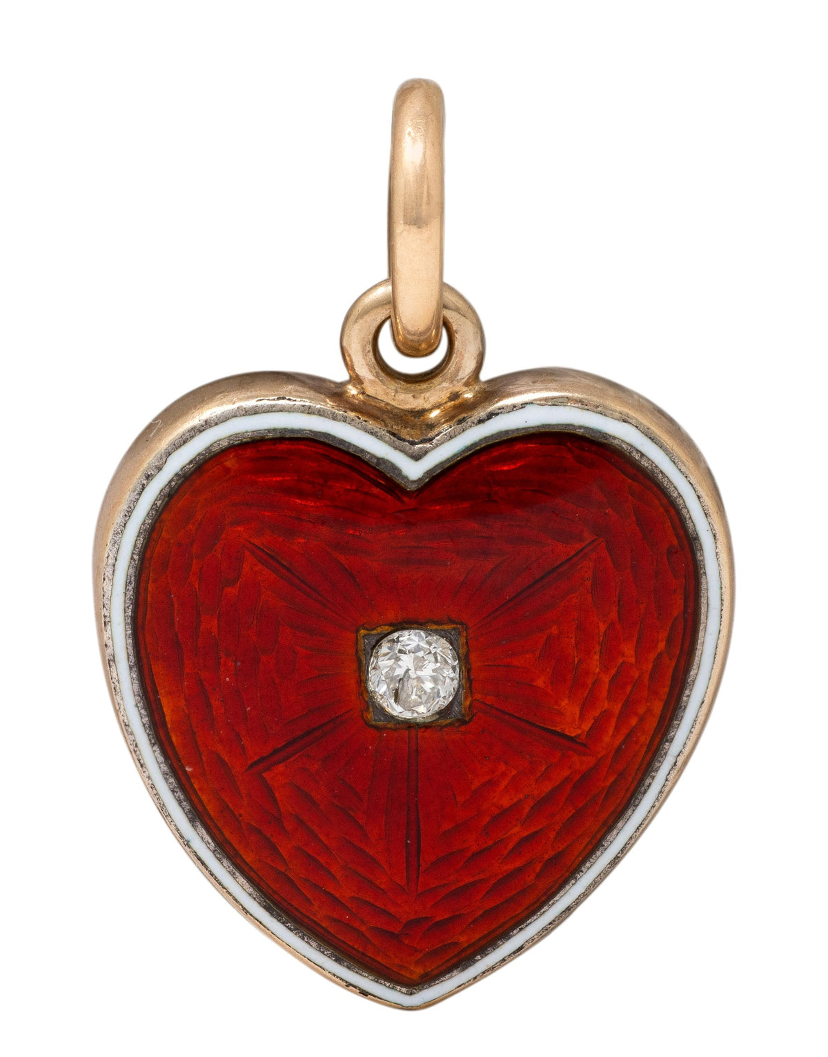 Victorian Diamond Enamel 14 Karat Yellow Gold Antique Heart Locket Pendant