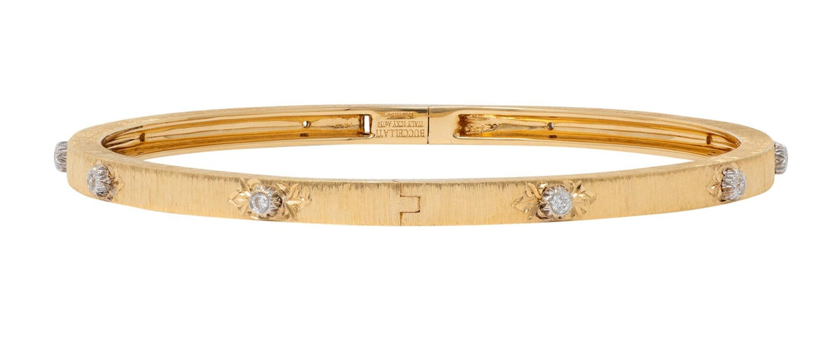 Buccellati Diamond 18 Karat Gold Contemporary Macri Classica Bangle Bracelet