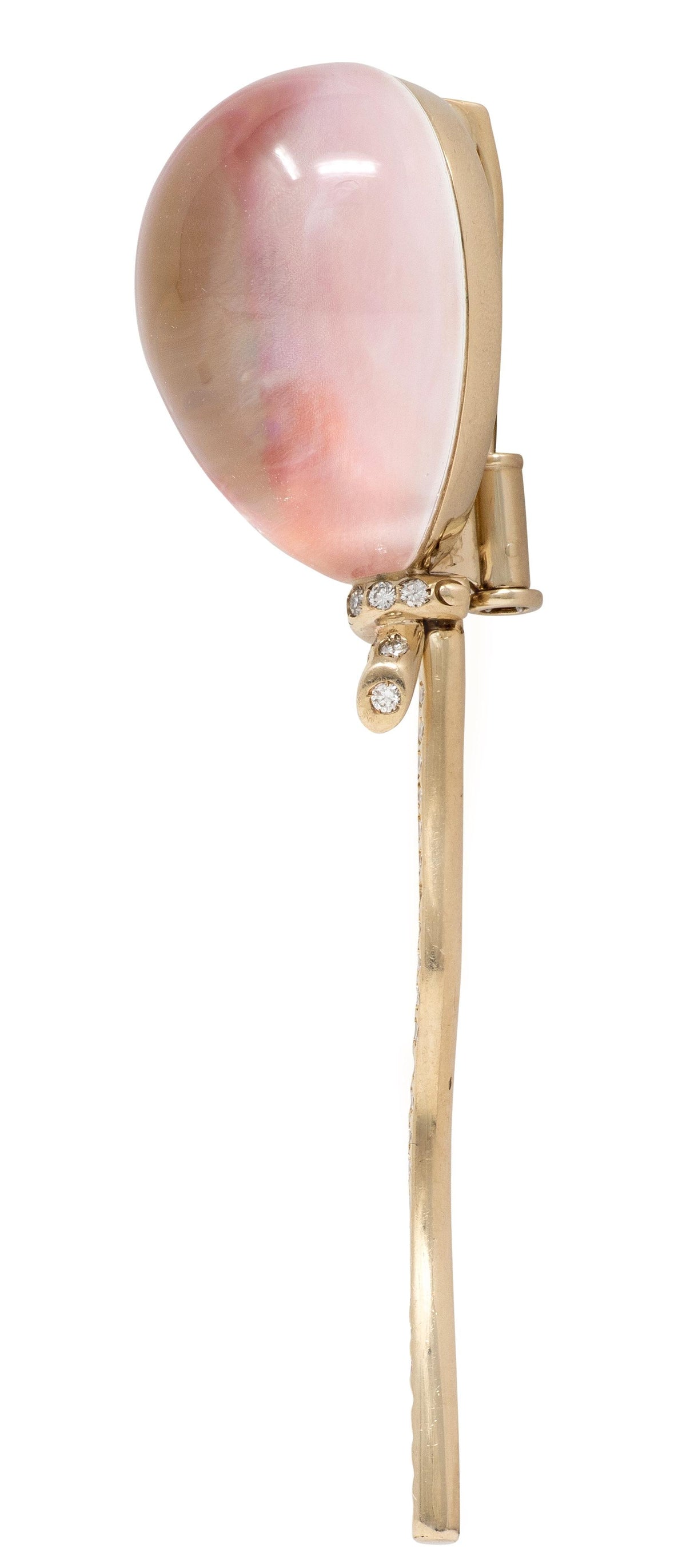 Vhenier Diamond Rock Crystal Quartz Coral 18K Gold Palloncino Balloon Brooch