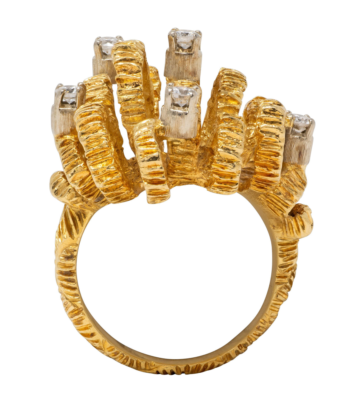Buccellati 1960's Diamond 18 Karat Two-Tone Gold Vintage Ribbon Ring