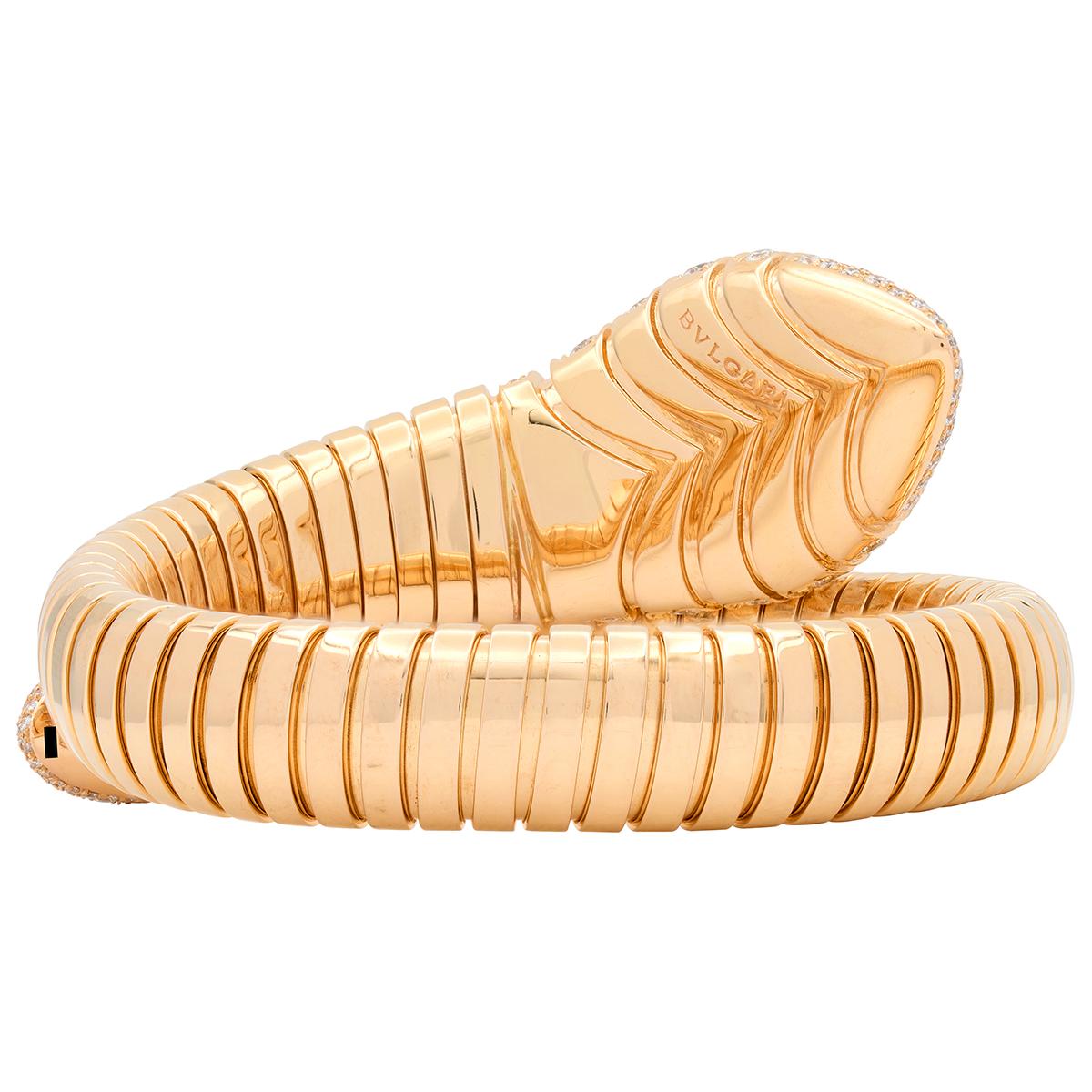 Bulgari Diamond 18 Karat Rose Gold Serpenti Tubogas Wrap Bracelet