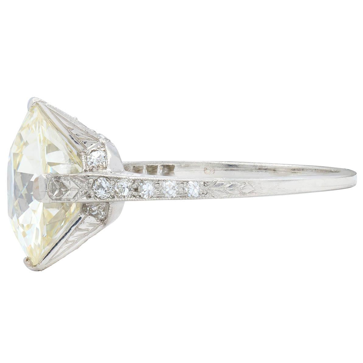 Art Deco Old European Diamond Platinum Scrolling Vintage Engagement Ring GIA