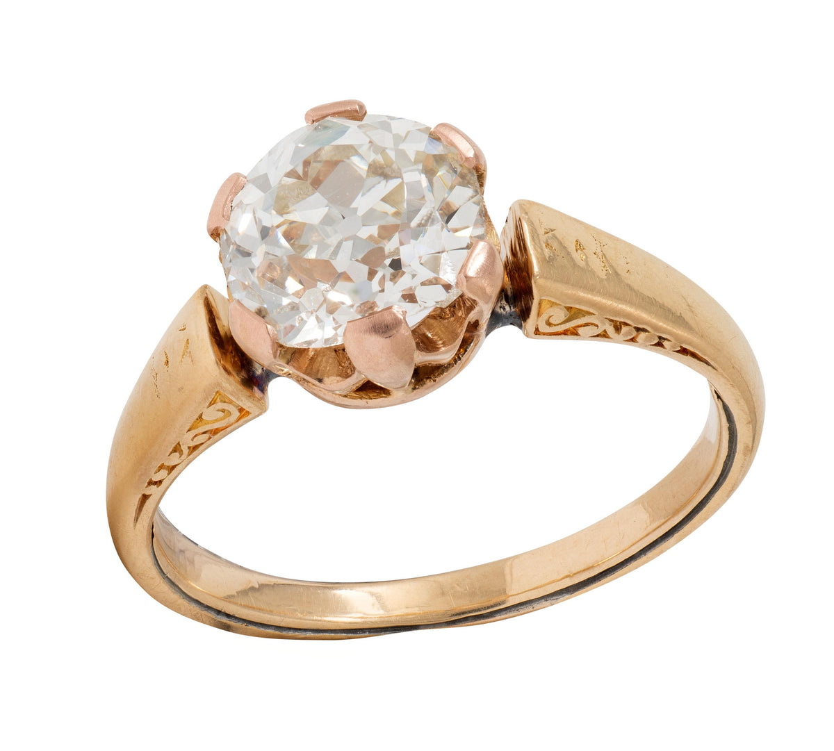 Victorian 0.80 CTW Old Mine Diamond 18K Gold Antique Solitaire Engagement Ring