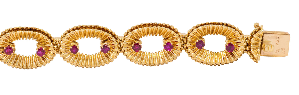 Van Cleef & Arpels French 1950's Ruby 18K Yellow Gold Vintage Link Bracelet
