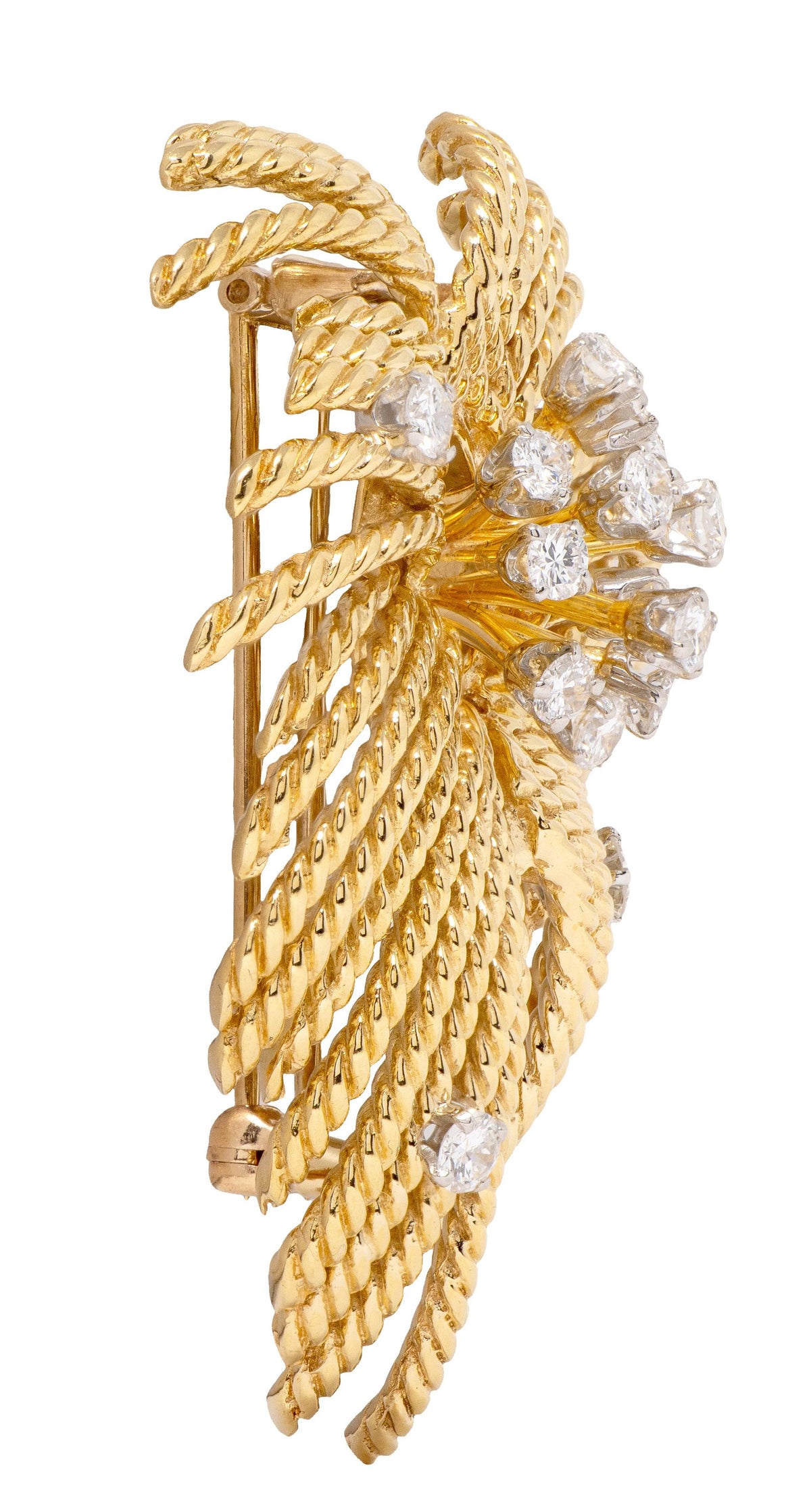 Van Cleef & Arpels 1960's Diamond 14 Karat Yellow Gold Platinum Vintage Brooch