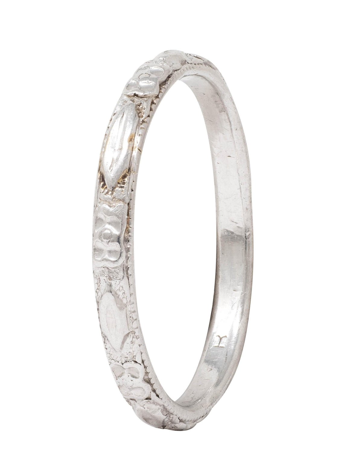 Art Deco Platinum Orange Blossom Wedding Band Ring