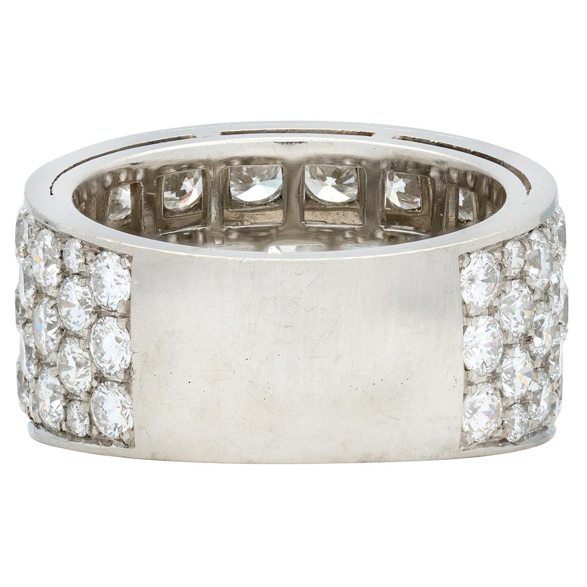 Bulgari 1950's 7.05 CTW Diamond Platinum Vintage Wide 1950's Band Ring