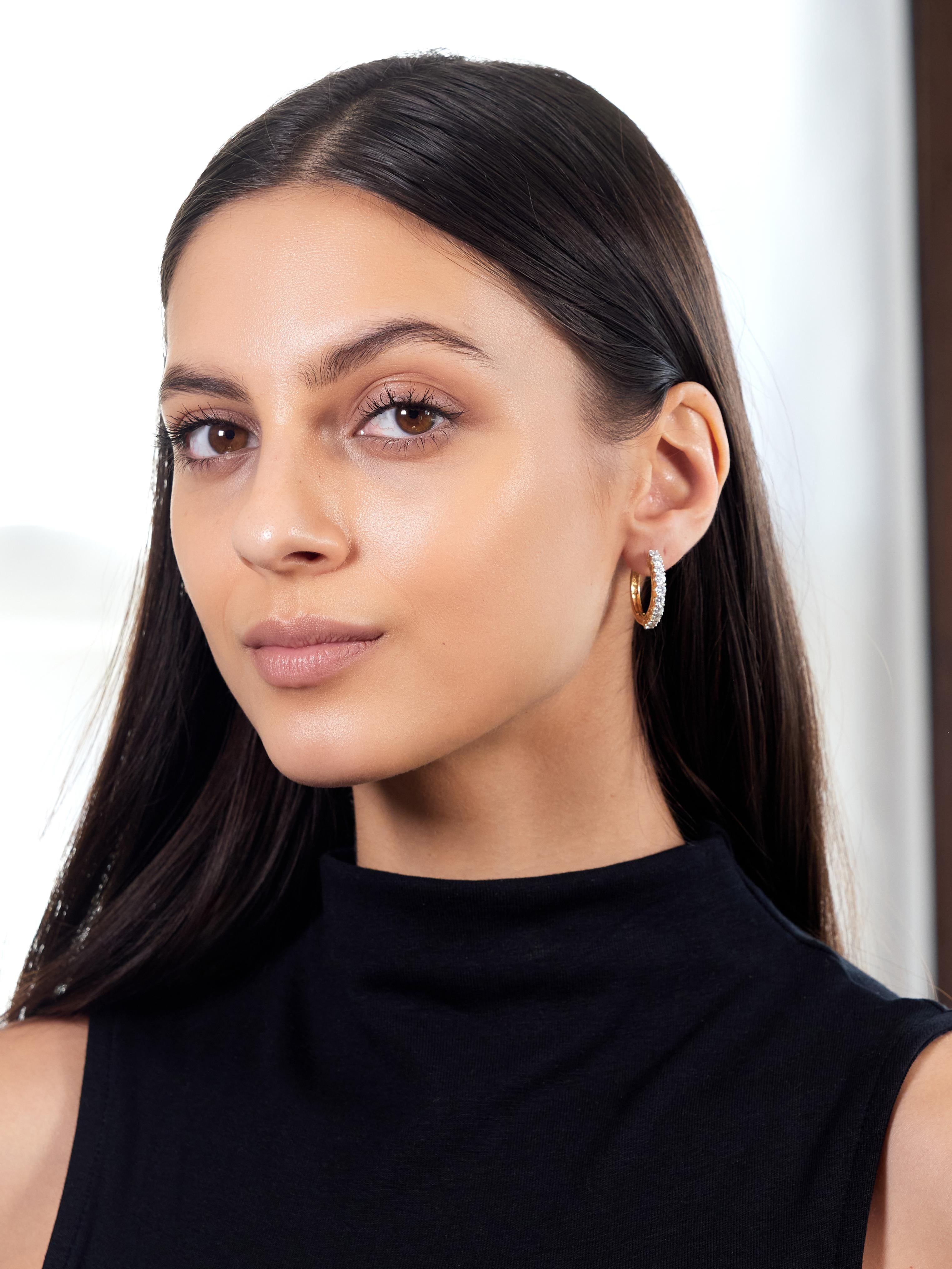 Contemporary 2.00 CTW Diamond 14 Karat Yellow Gold Hoop Earrings