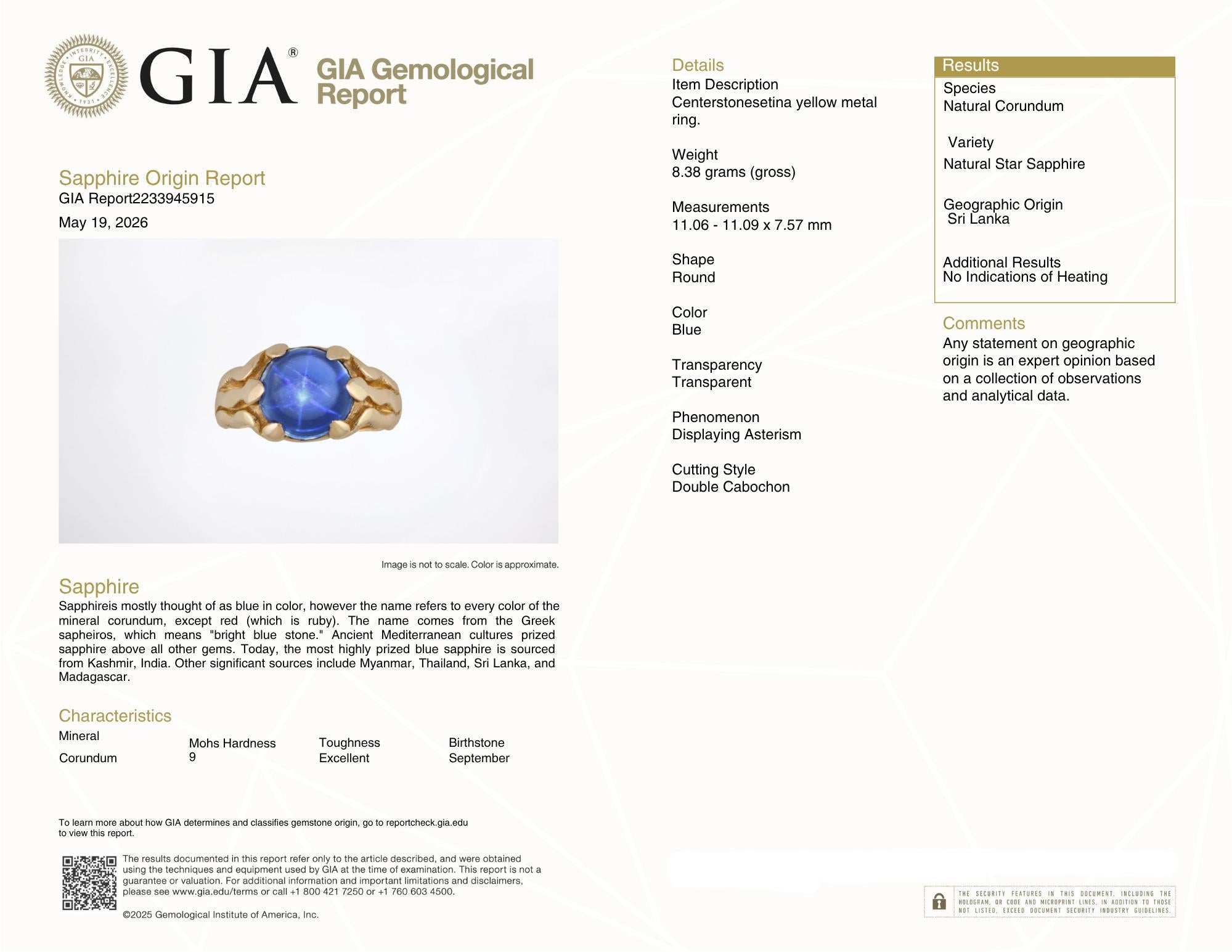 J.E. Caldwell Art Nouveau No Heat Ceylon Sapphire 14K Gold Antique Unisex Ring