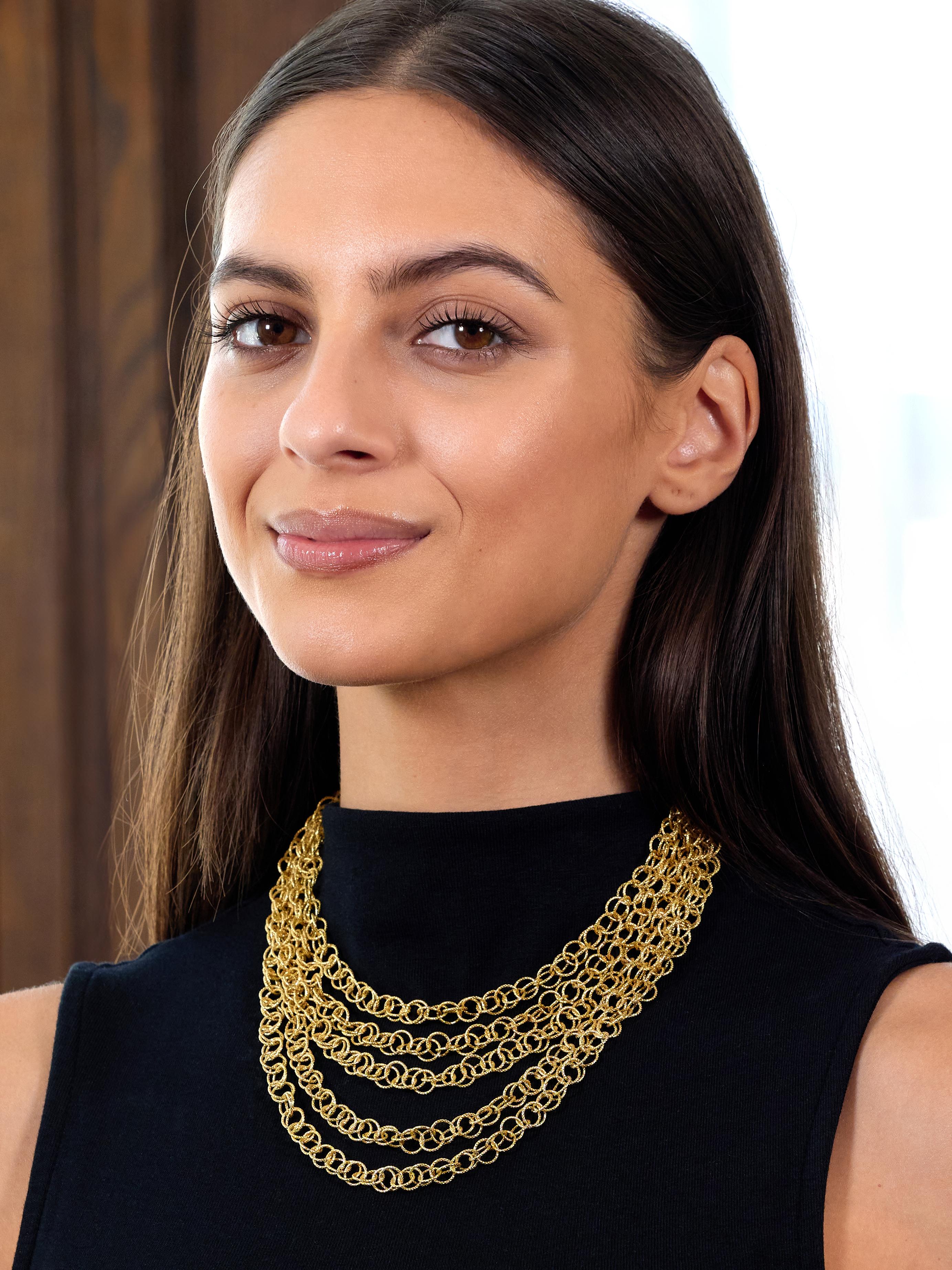 Buccellati 2000's 18 Karat Gold Multi-Strand Hammered Hawaii Necklace