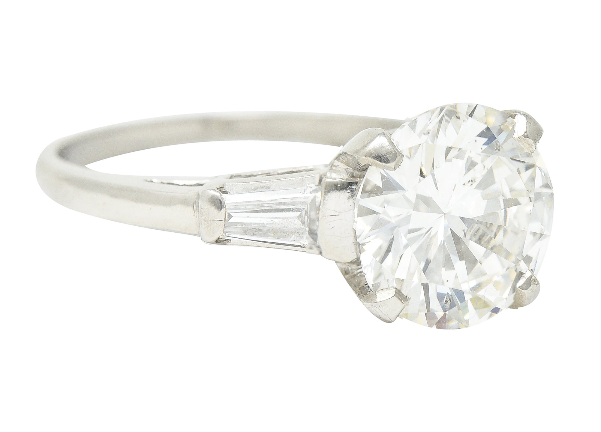 Mid-Century 3.15 CTW Diamond Platinum Vintage Engagement Ring GIA Wilson's Estate Jewelry