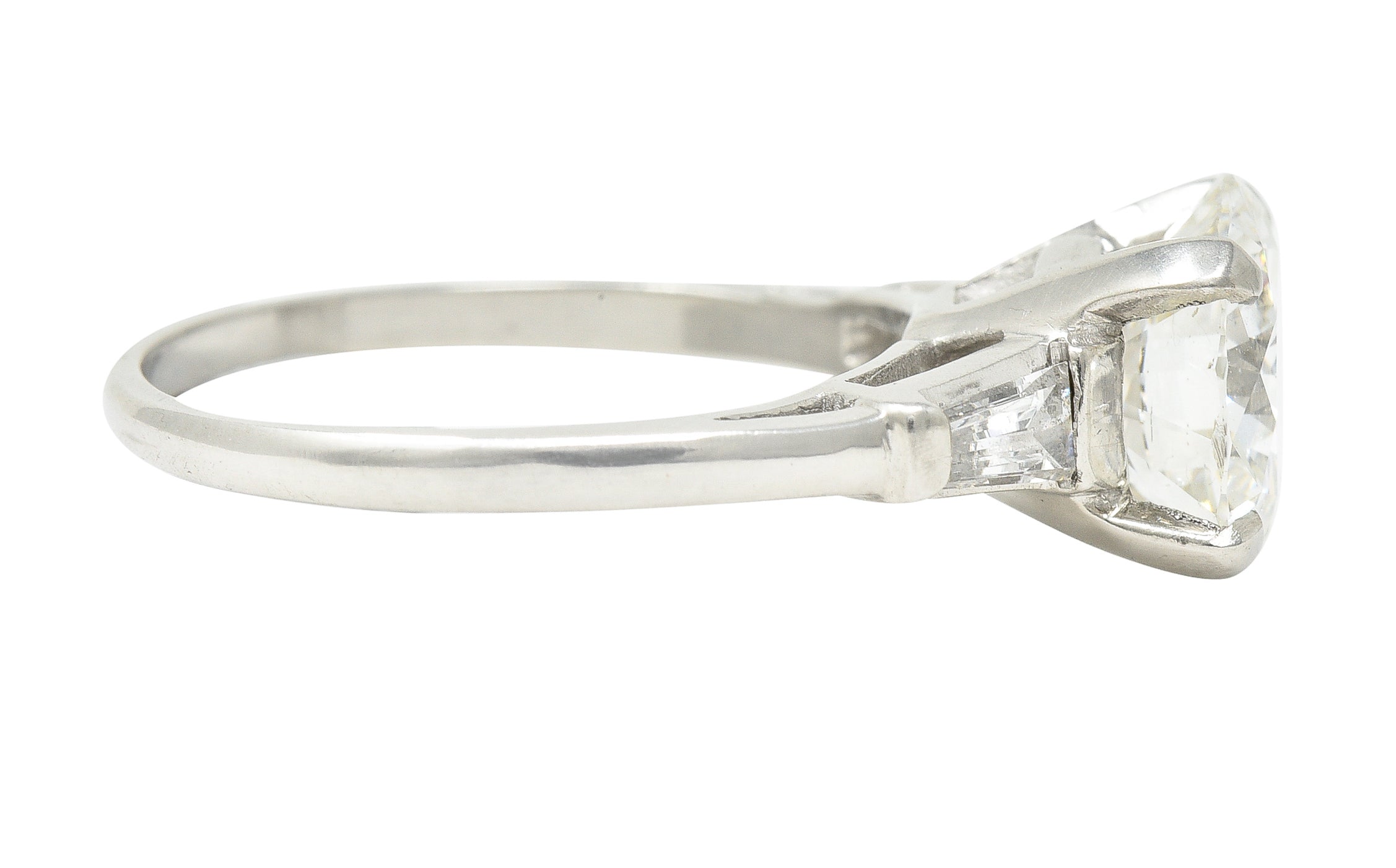 Mid-Century 3.15 CTW Diamond Platinum Vintage Engagement Ring GIA Wilson's Estate Jewelry