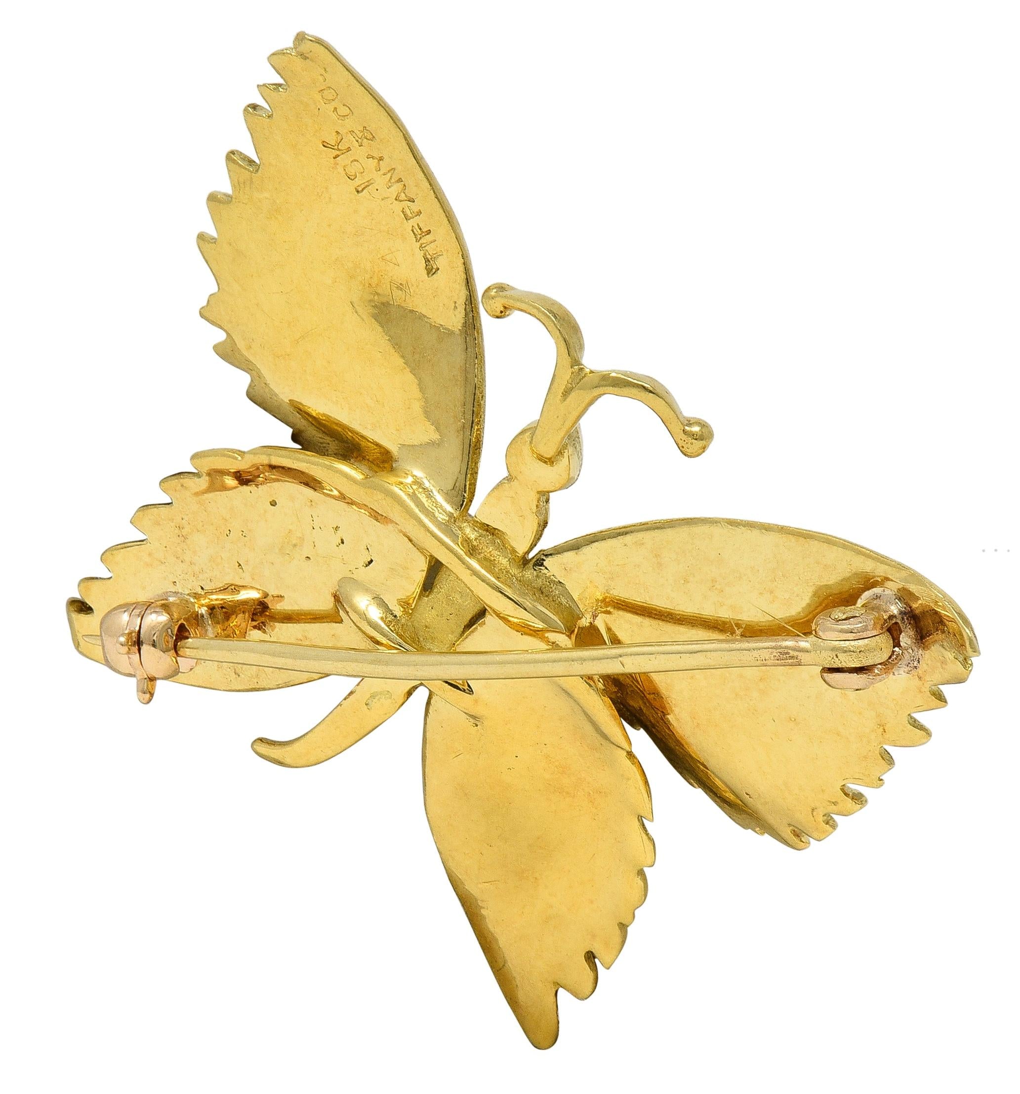 Tiffany & Co. 1960's 18 Karat Yellow Gold Vintage Butterfly Brooch
