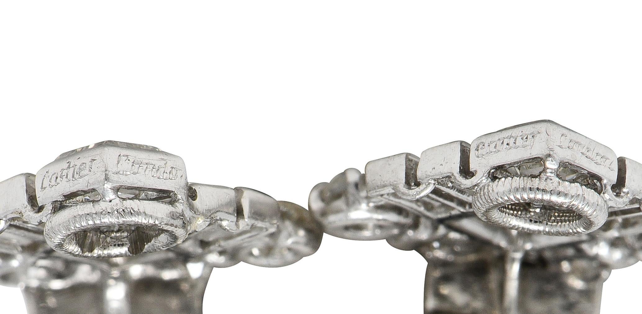 Cartier Mid-Century Platinum Diamond Vintage Cluster Earrings