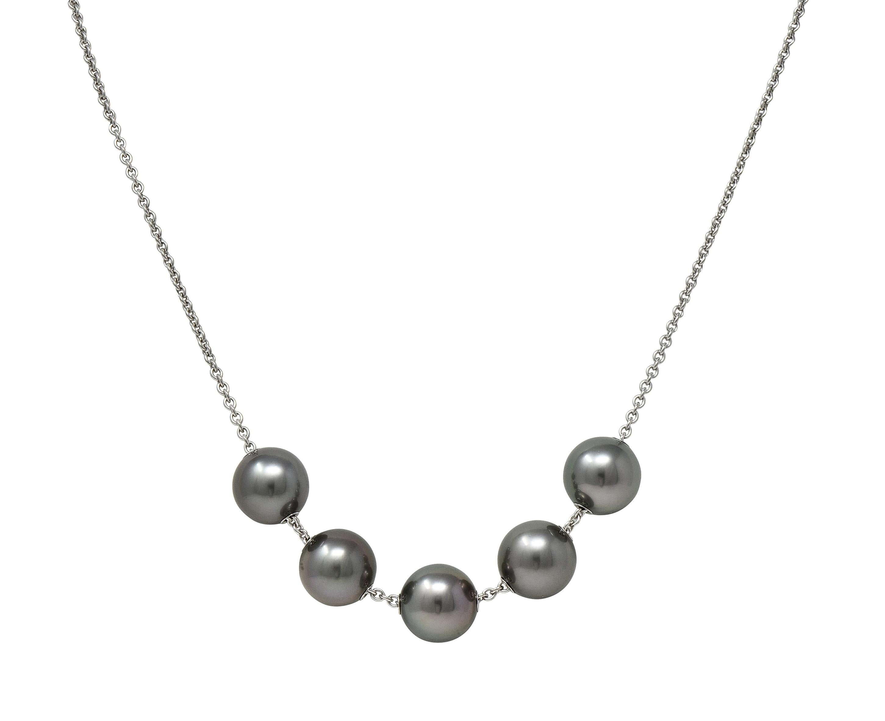 Mikimoto Contemporary Black South Sea Pearl 18K Gold Pearls In Motion Necklace