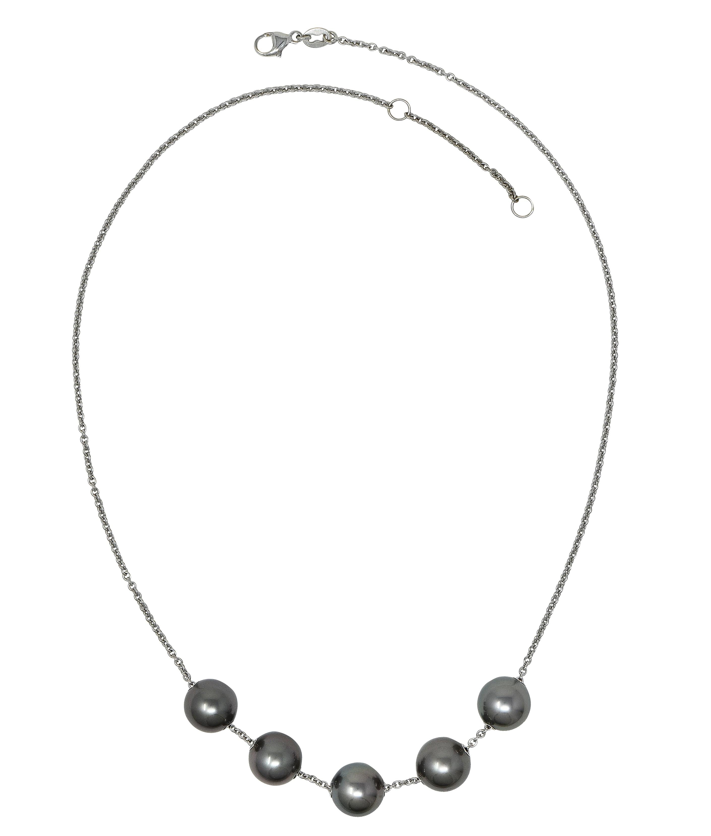 Mikimoto Contemporary Black South Sea Pearl 18K Gold Pearls In Motion Necklace