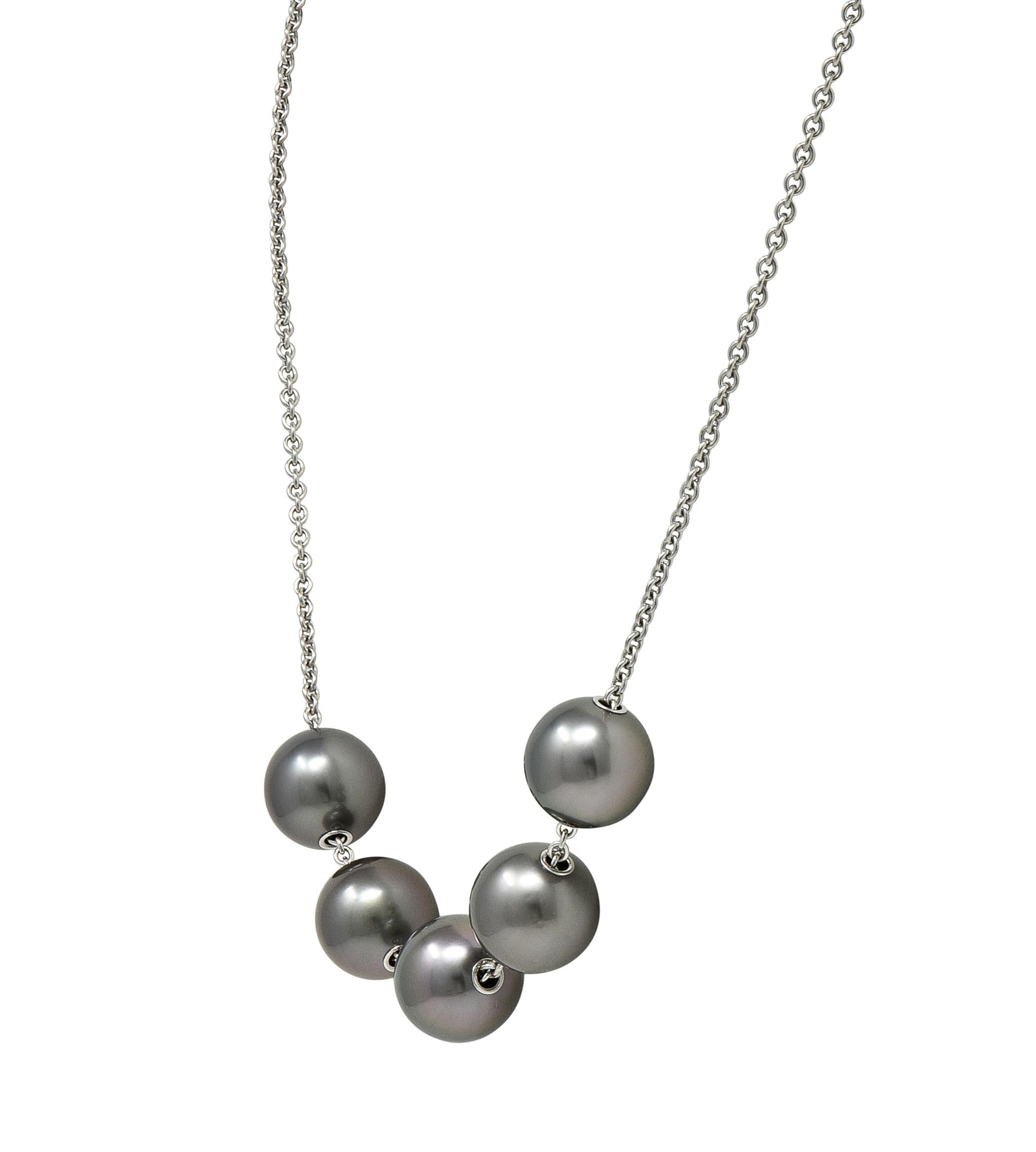Mikimoto Contemporary Black South Sea Pearl 18K Gold Pearls In Motion Necklace