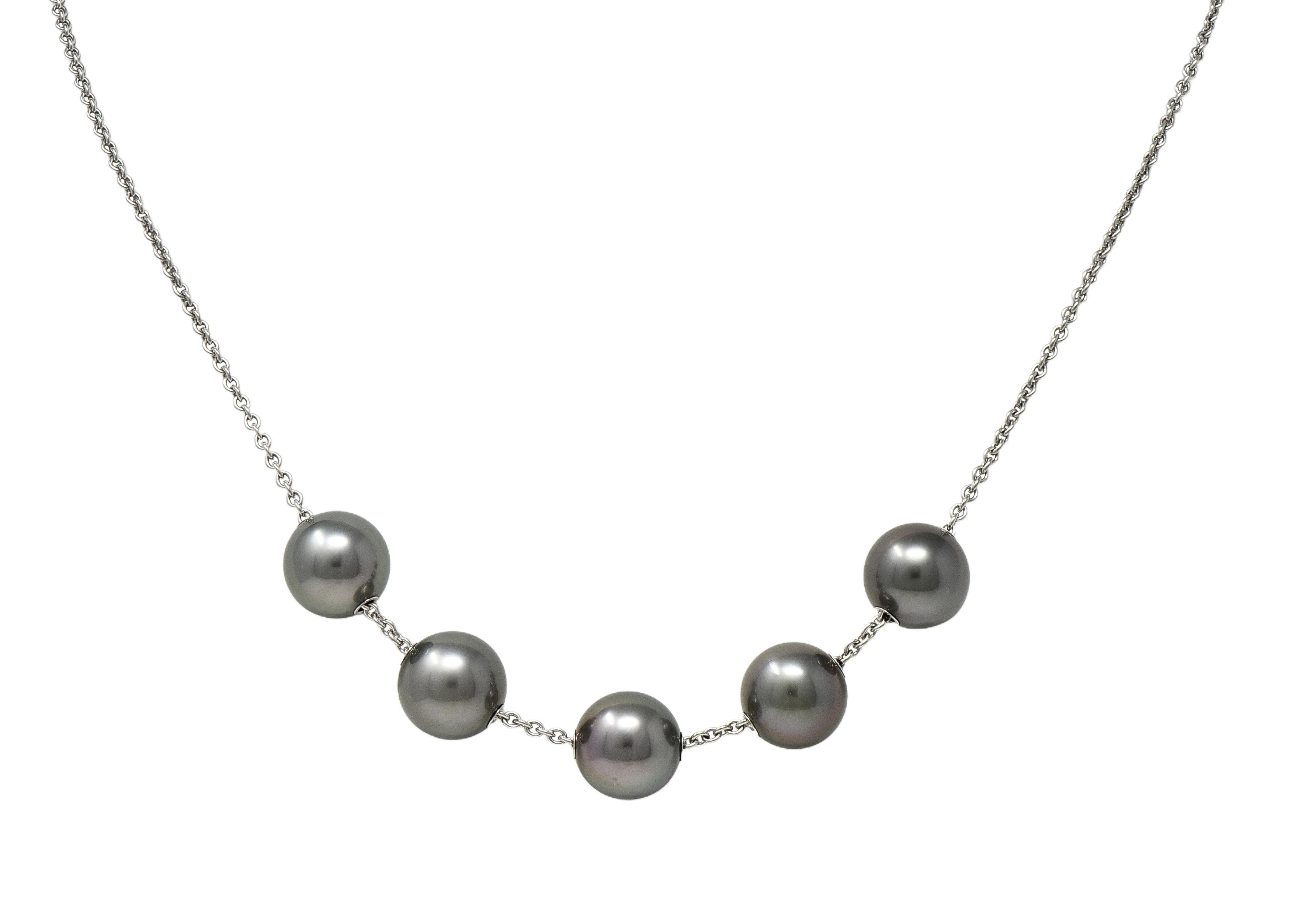 Mikimoto Contemporary Black South Sea Pearl 18K Gold Pearls In Motion Necklace