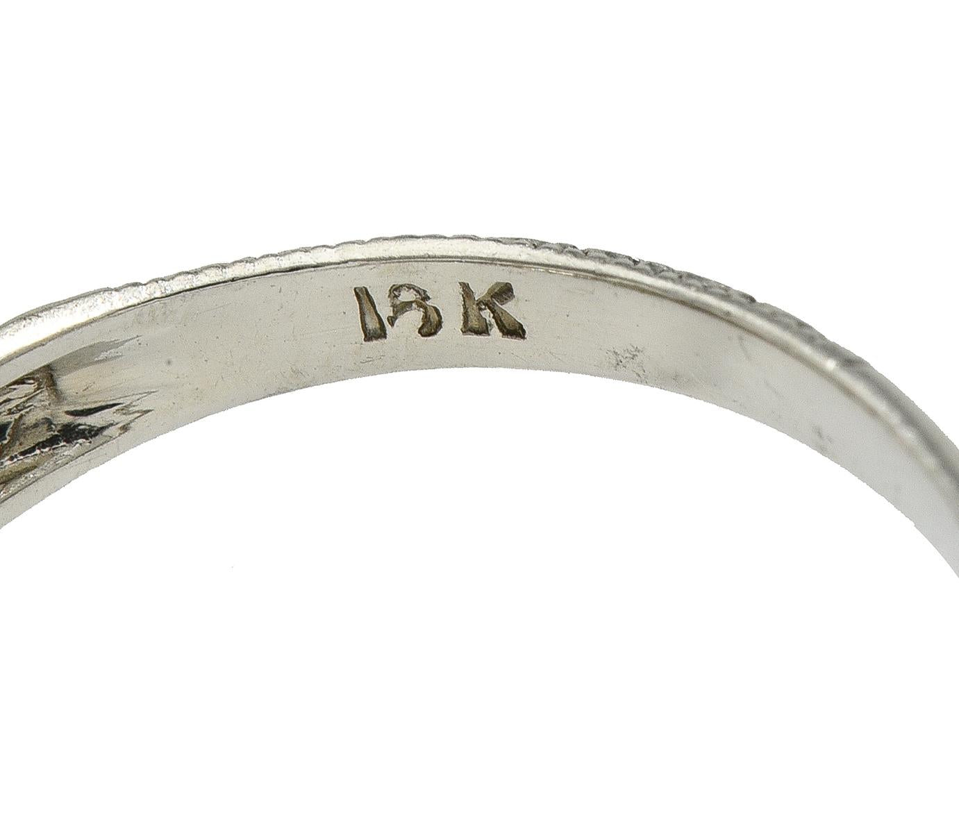 Art Deco 1.40 CTW Diamond 18 Karat White Gold Vintage Trellis Cluster Ring
