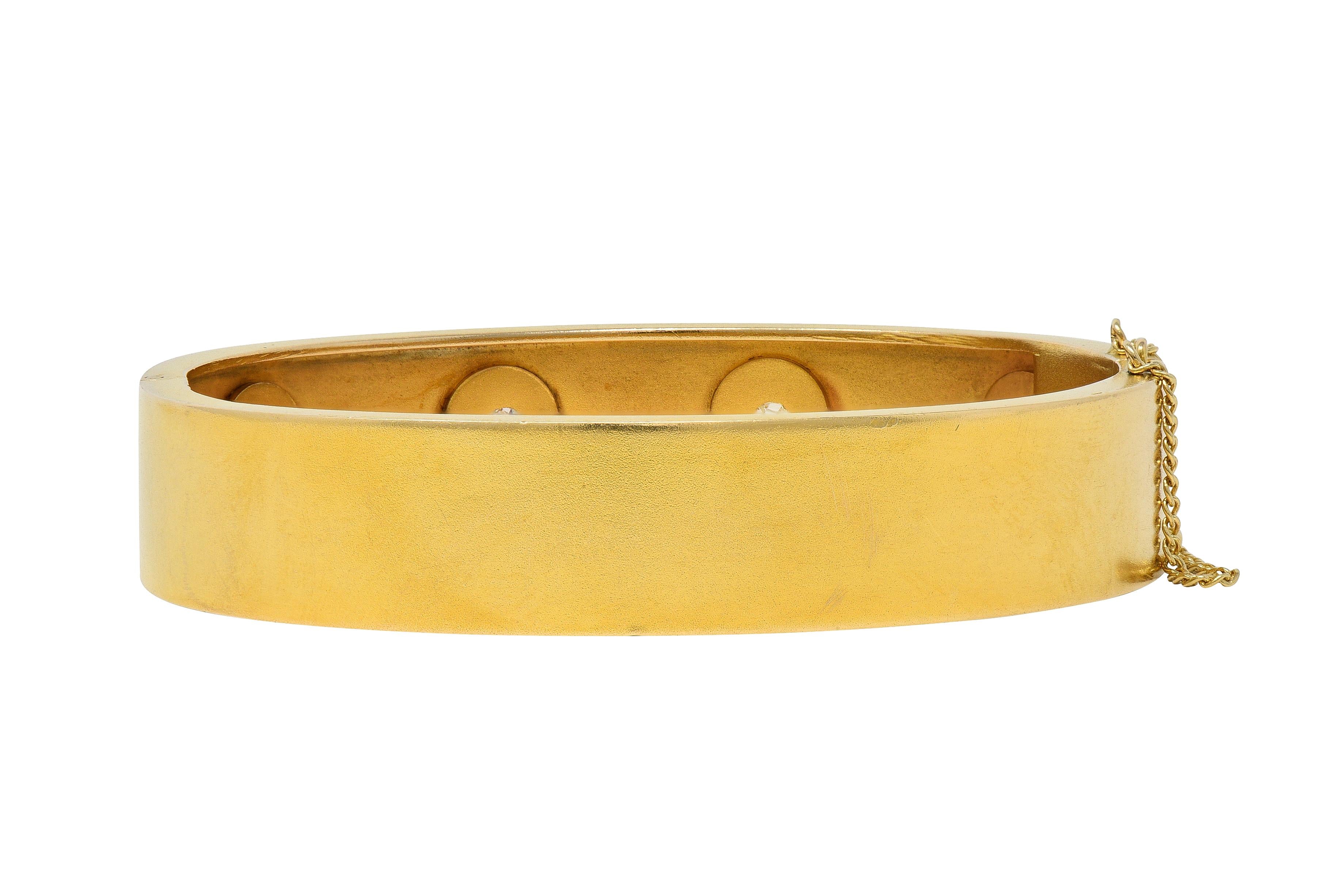 Victorian Diamond 14 Karat Yellow Gold Antique Star Bangle Bracelet