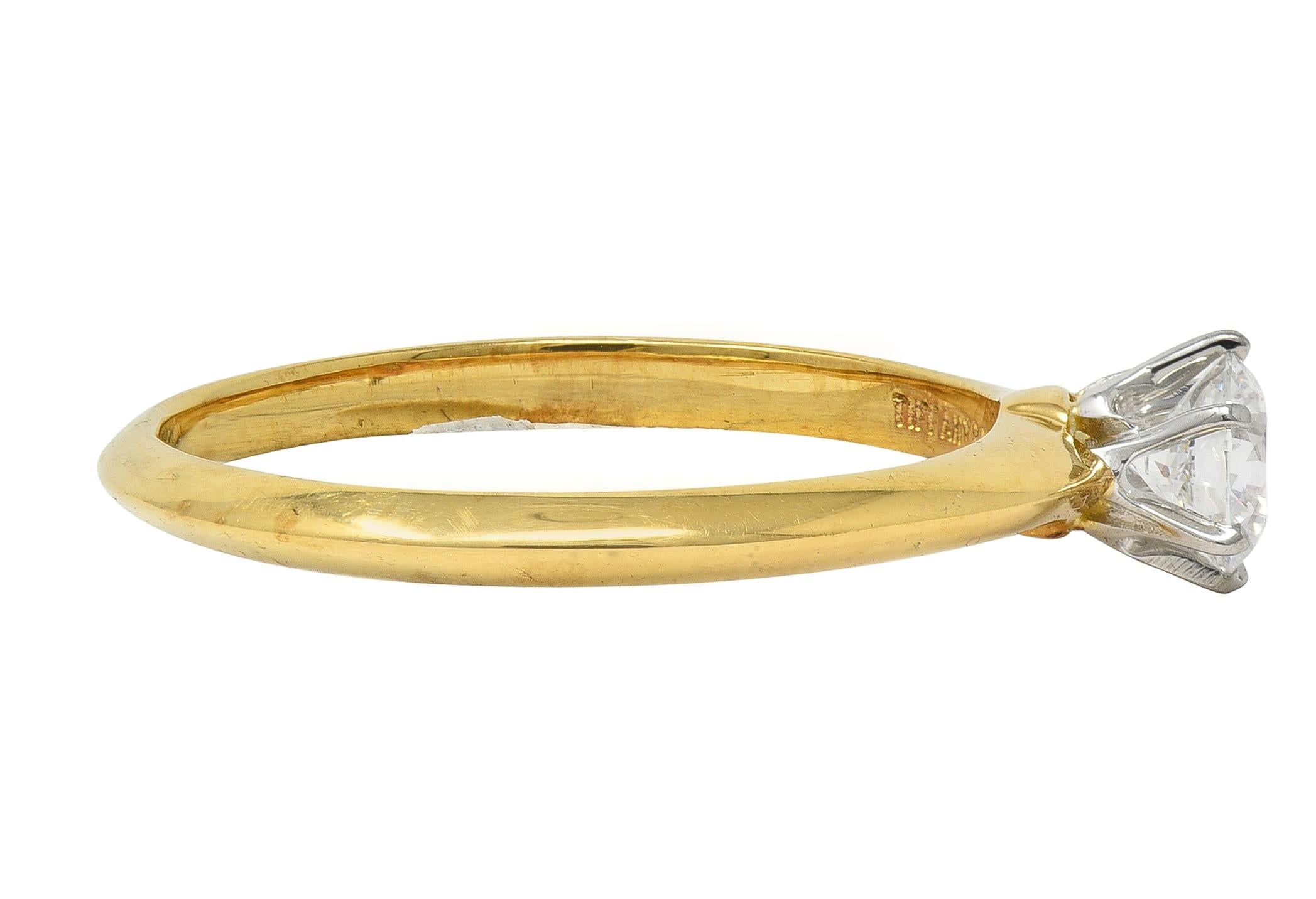 Tiffany & Co. Diamond Platinum 18K Yellow Gold Vintage Solitaire Engagement Ring