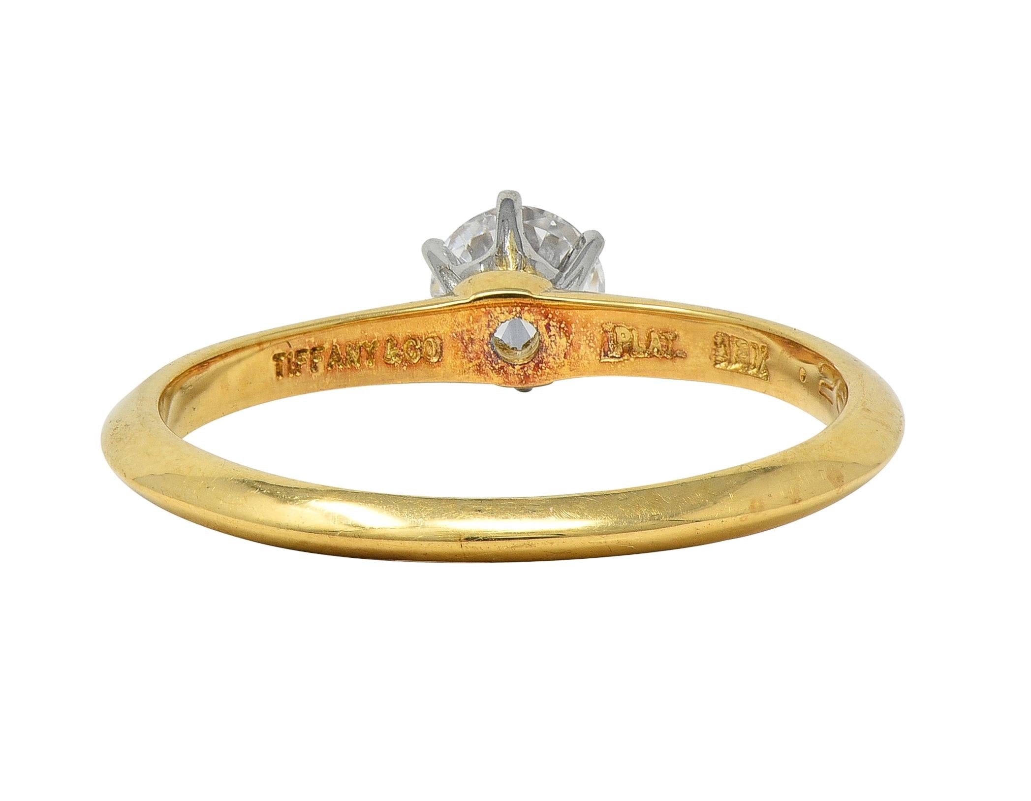 Tiffany & Co. Diamond Platinum 18K Yellow Gold Vintage Solitaire Engagement Ring