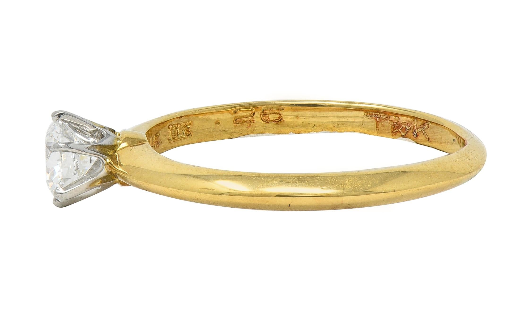 Tiffany & Co. Diamond Platinum 18K Yellow Gold Vintage Solitaire Engagement Ring