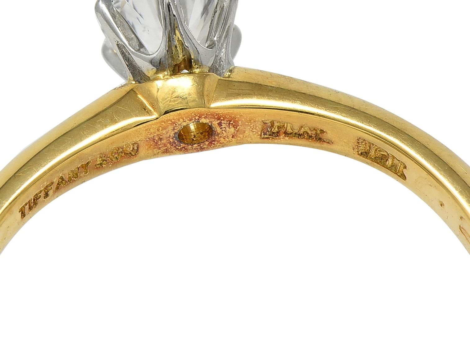 Tiffany & Co. Diamond Platinum 18K Yellow Gold Vintage Solitaire Engagement Ring