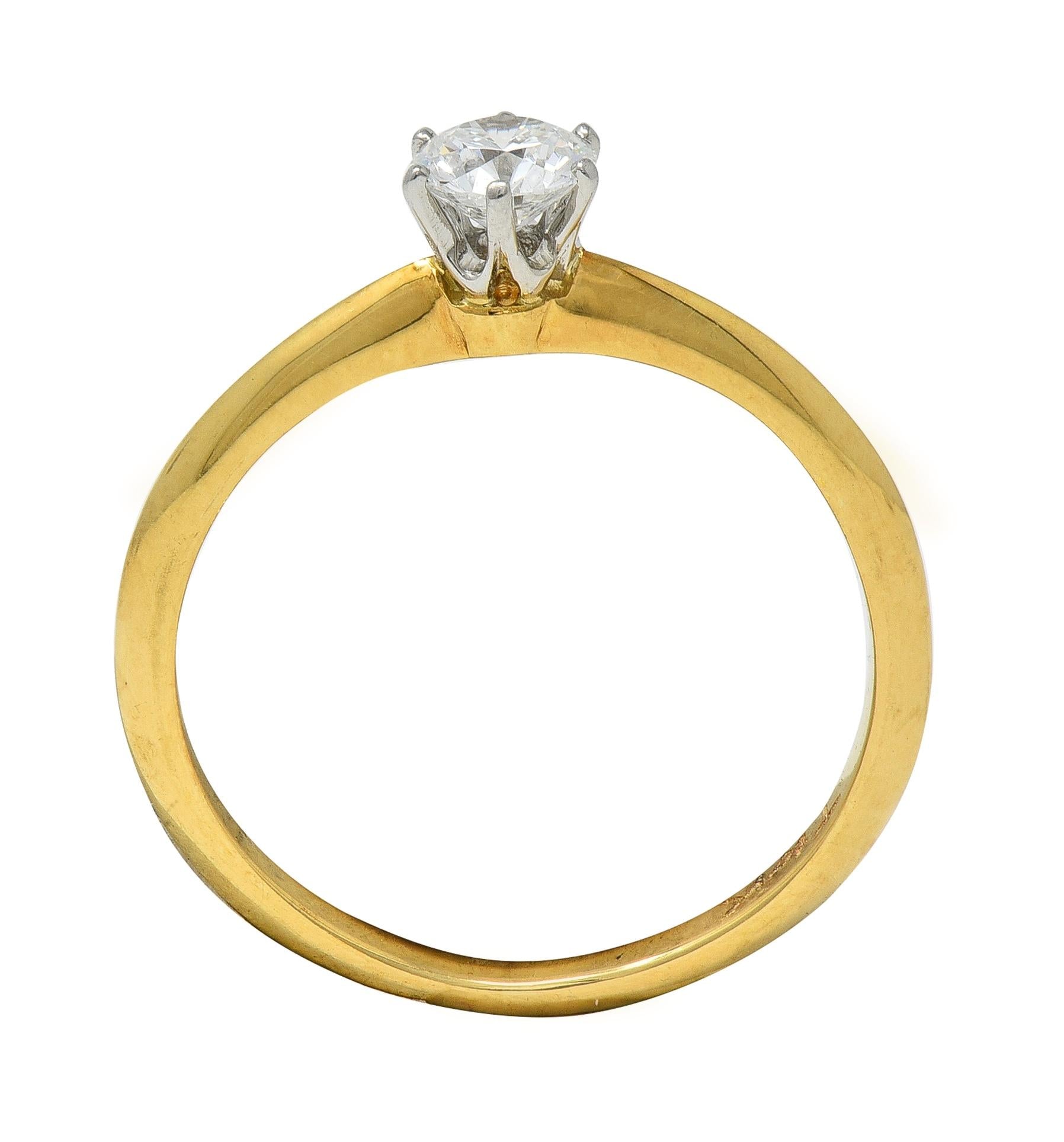 Tiffany & Co. Diamond Platinum 18K Yellow Gold Vintage Solitaire Engagement Ring