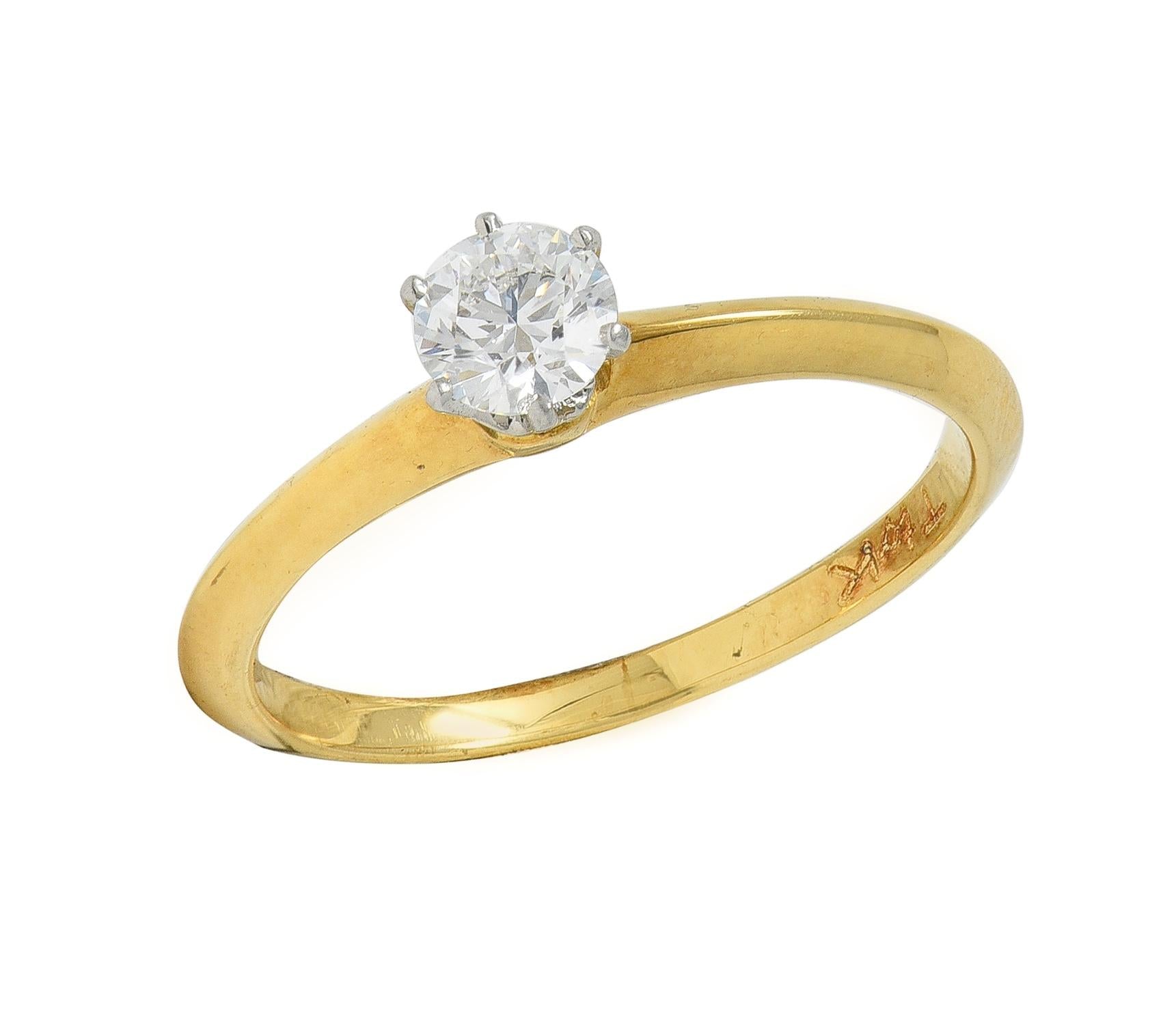 Tiffany & Co. Diamond Platinum 18K Yellow Gold Vintage Solitaire Engagement Ring