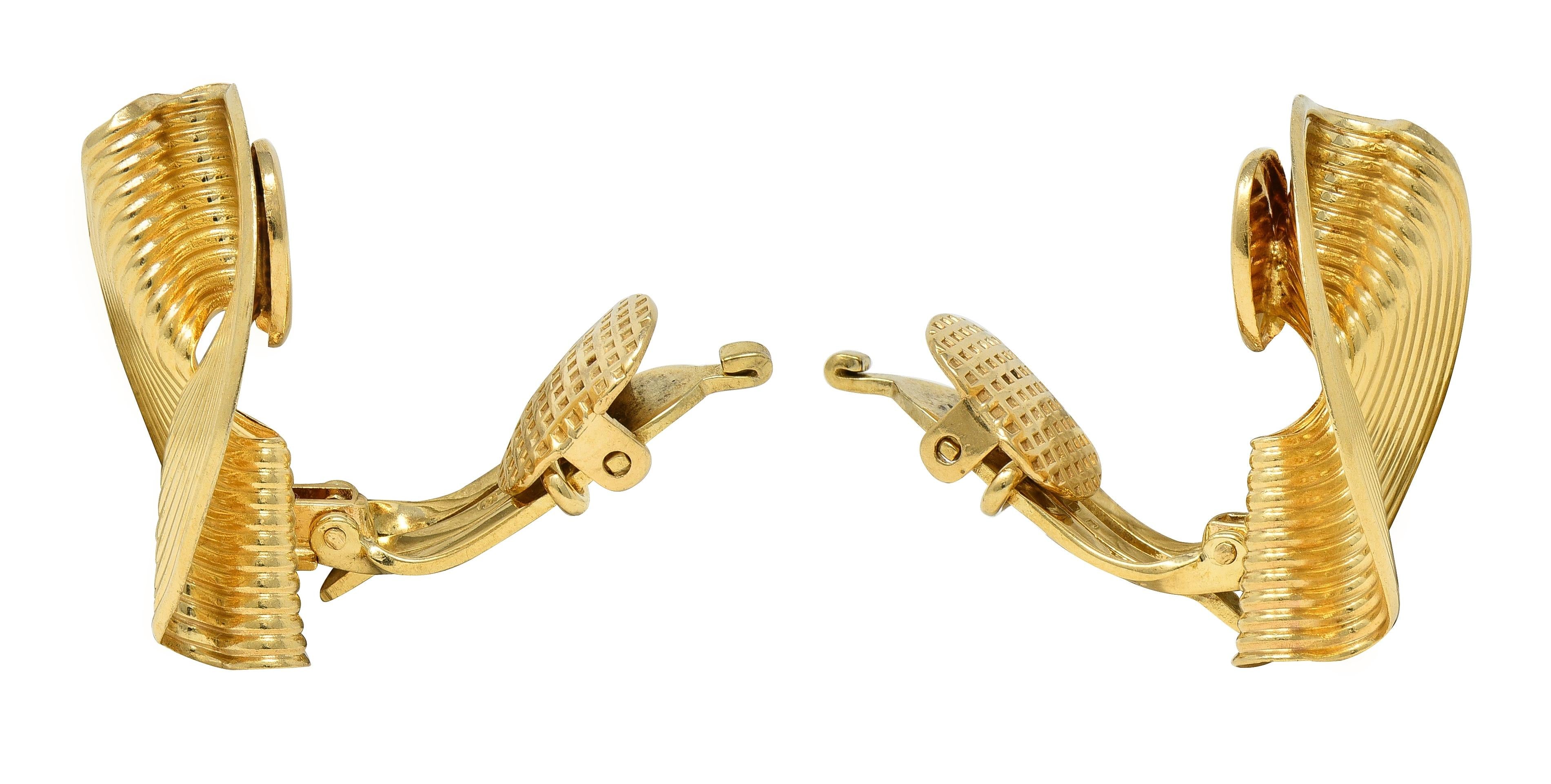 Tiffany & Co. 1950's 18 Karat Yellow Gold Vintage Fanning Spiral Earrings