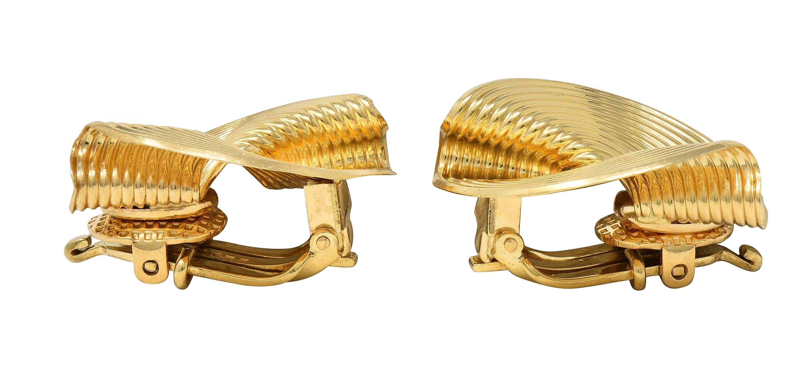 Tiffany & Co. 1950's 18 Karat Yellow Gold Vintage Fanning Spiral Earrings