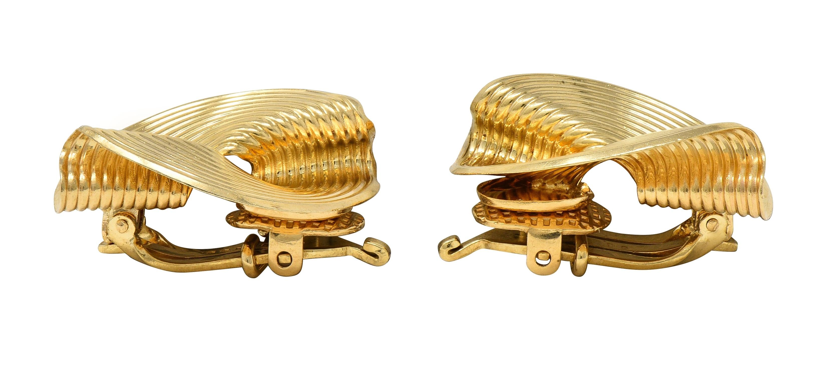 Tiffany & Co. 1950's 18 Karat Yellow Gold Vintage Fanning Spiral Earrings
