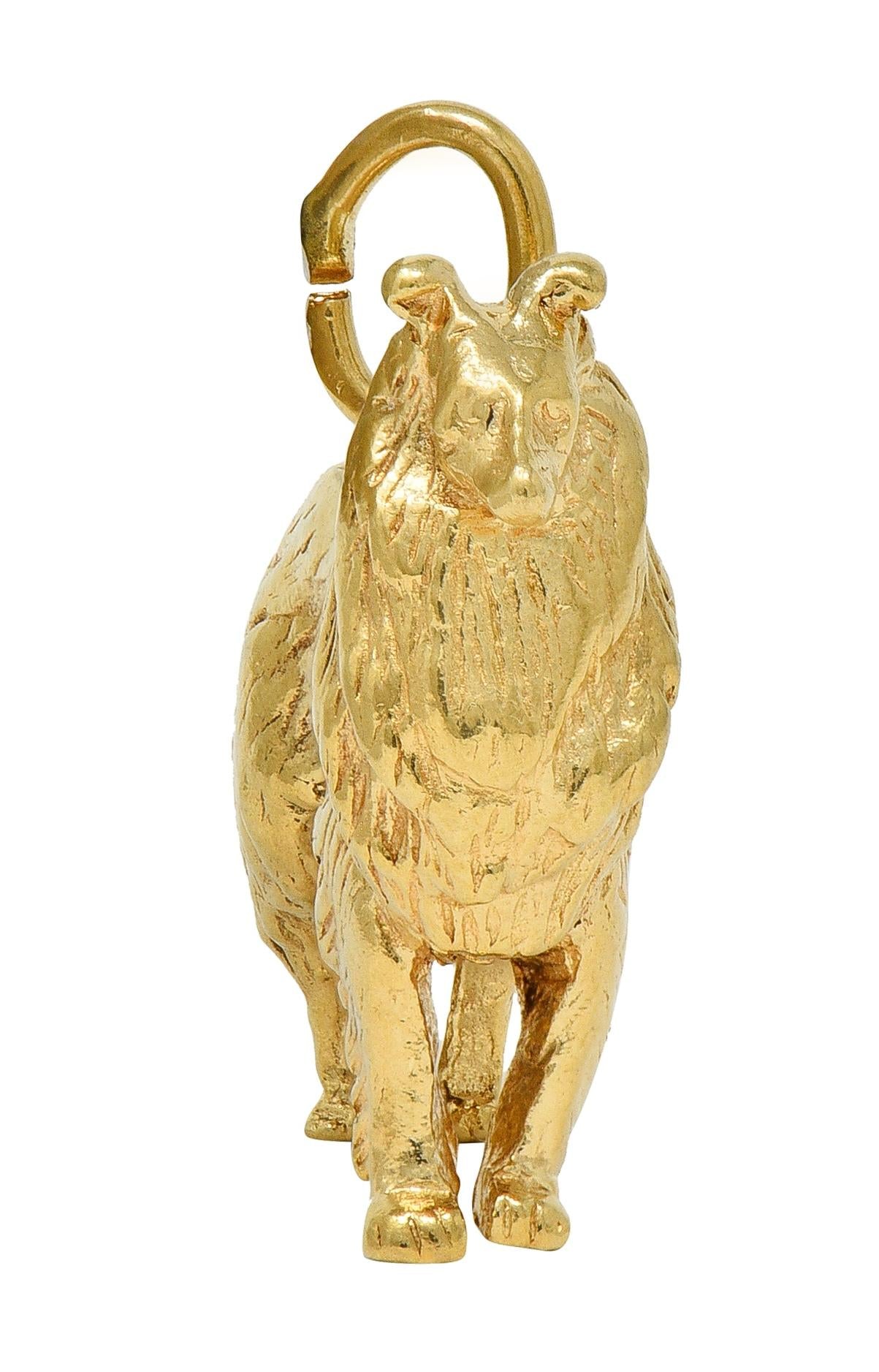 1960's 14 Karat Yellow Gold Vintage Collie Dog Pendant Charm