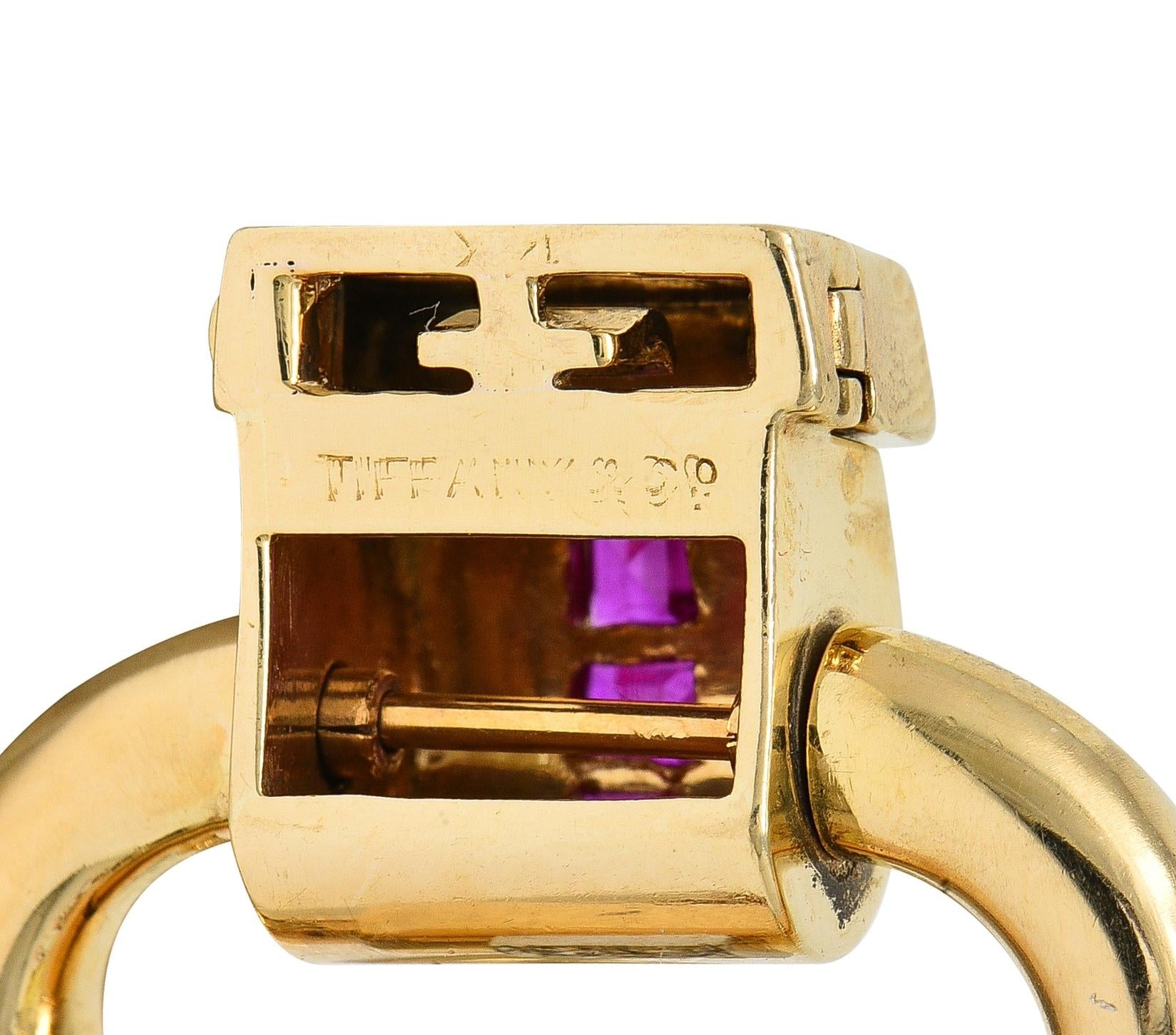 Tiffany & Co. Retro Diamond Ruby Platinum 14K Yellow Gold Buckle Bracelet