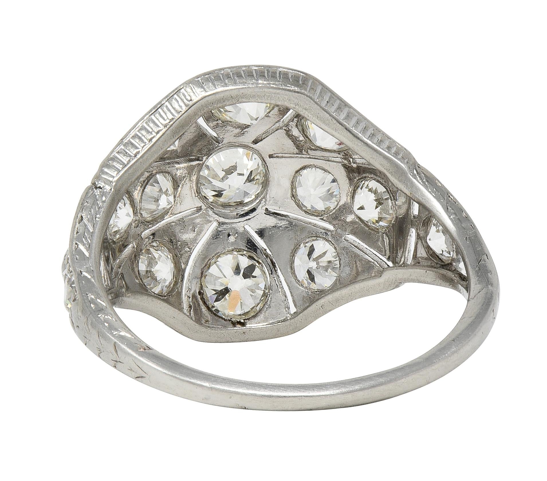 Art Deco Lambert Brothers European Diamond Platinum Vintage Bombé Dinner Ring