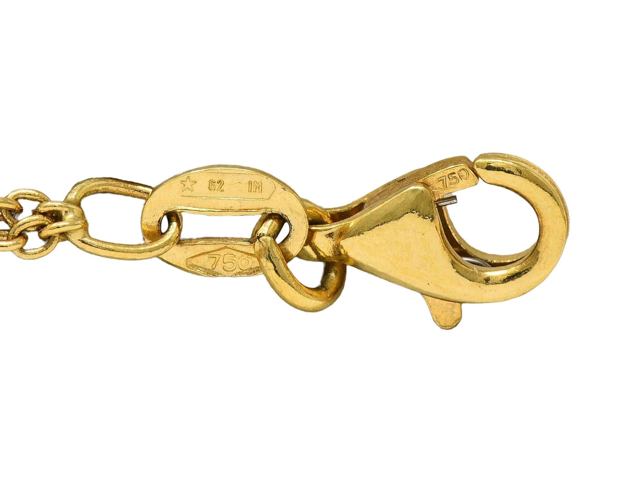 Contemporary 1.50 CTW Citrine Diamond 18 Karat Two-Tone Gold Drop Necklace