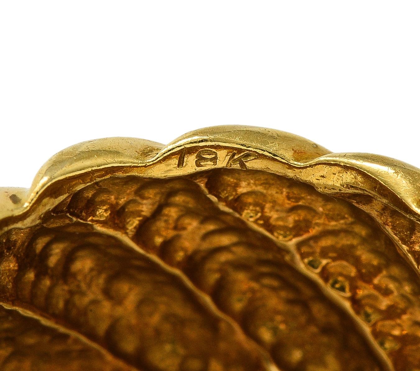 1980's 18 Karat Yellow Gold Puffy Twist Vintage Wide Band Ring