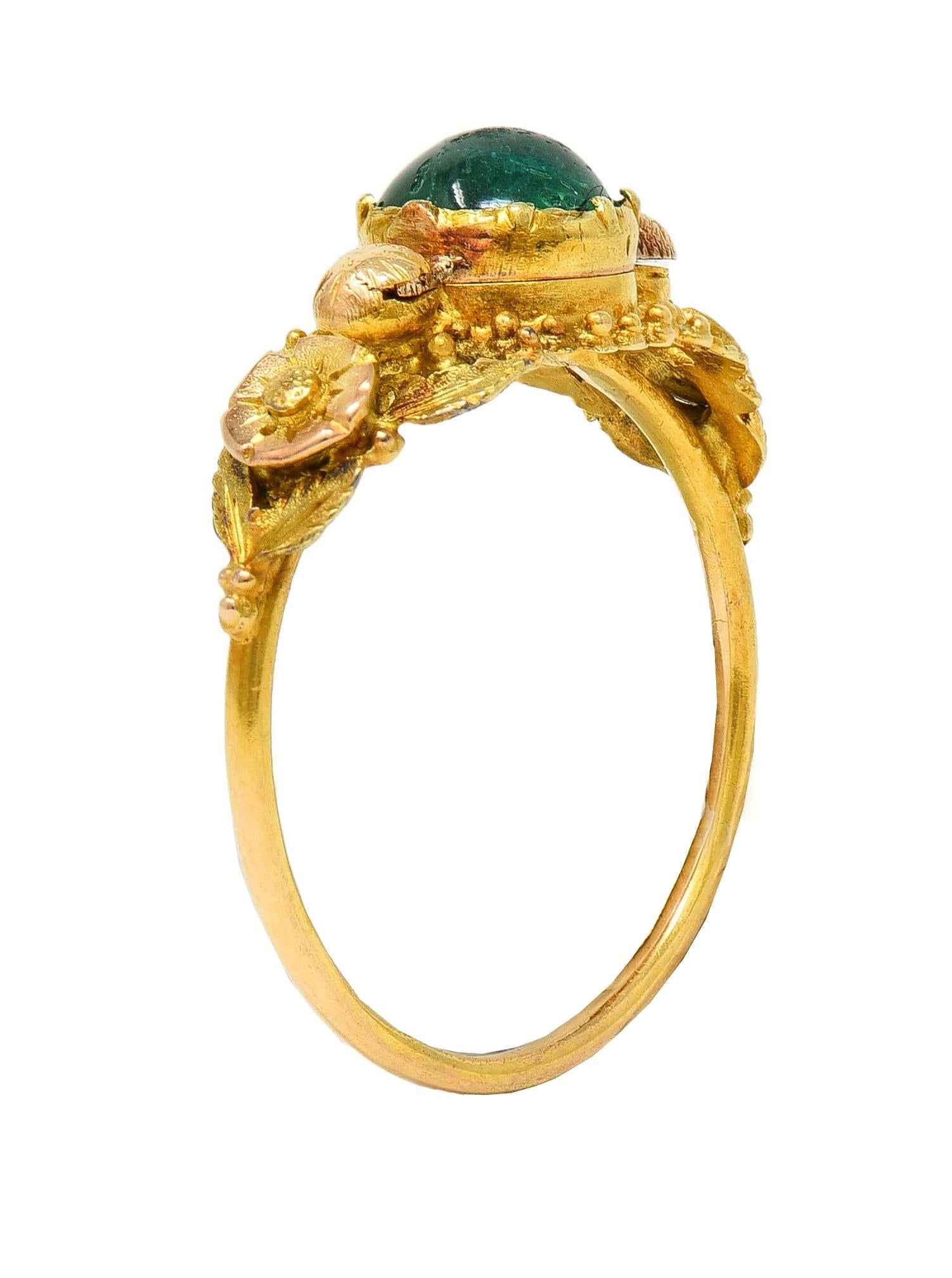 Georgian Emerald 22 Karat Gold Antique Napoleon Bonaparte Death Token Ring