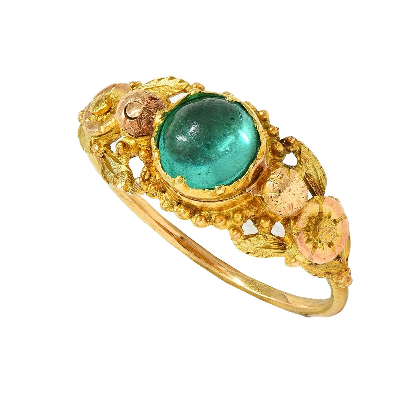 Georgian Emerald 22 Karat Gold Antique Napoleon Bonaparte Death Token Ring