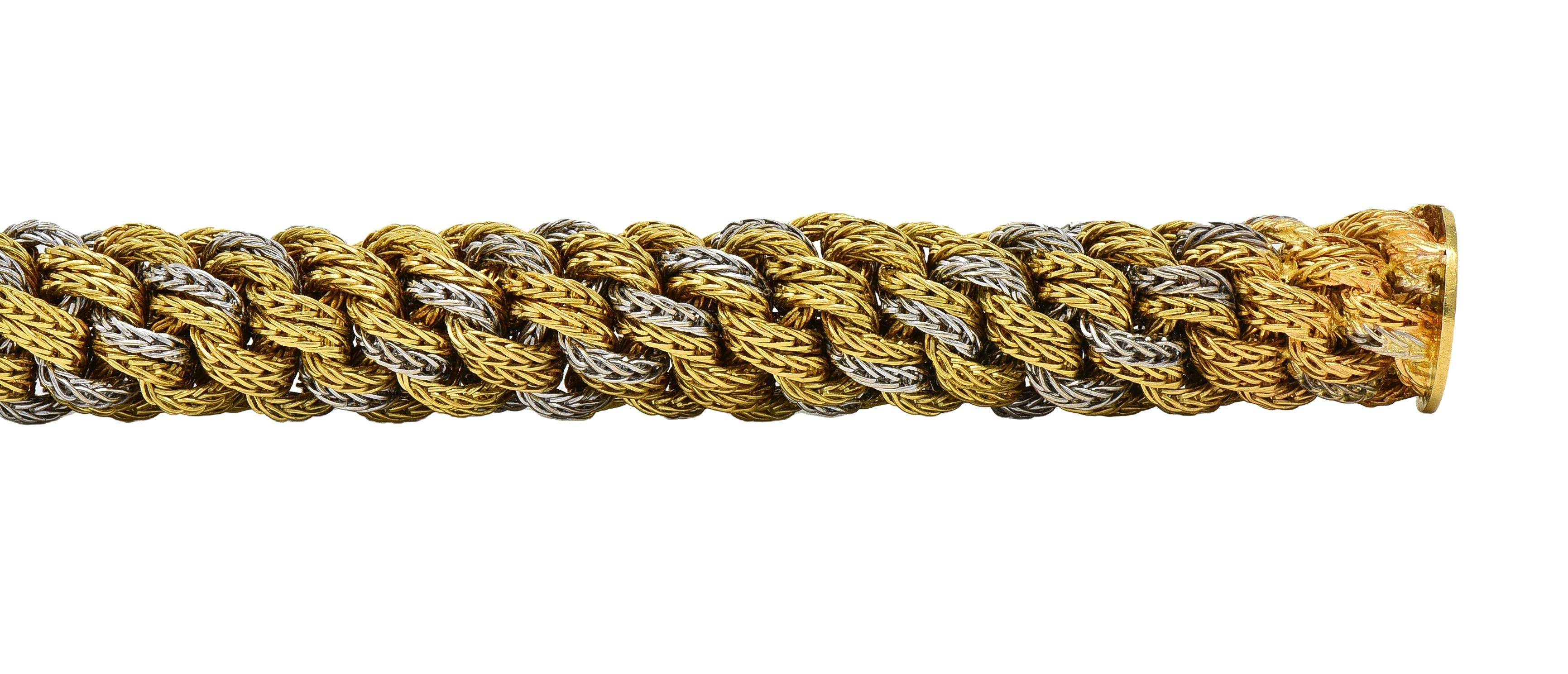 Tiffany & Co. 1960's 18 Karat Two-Tone Gold Vintage Woven Rope Chain Bracelet