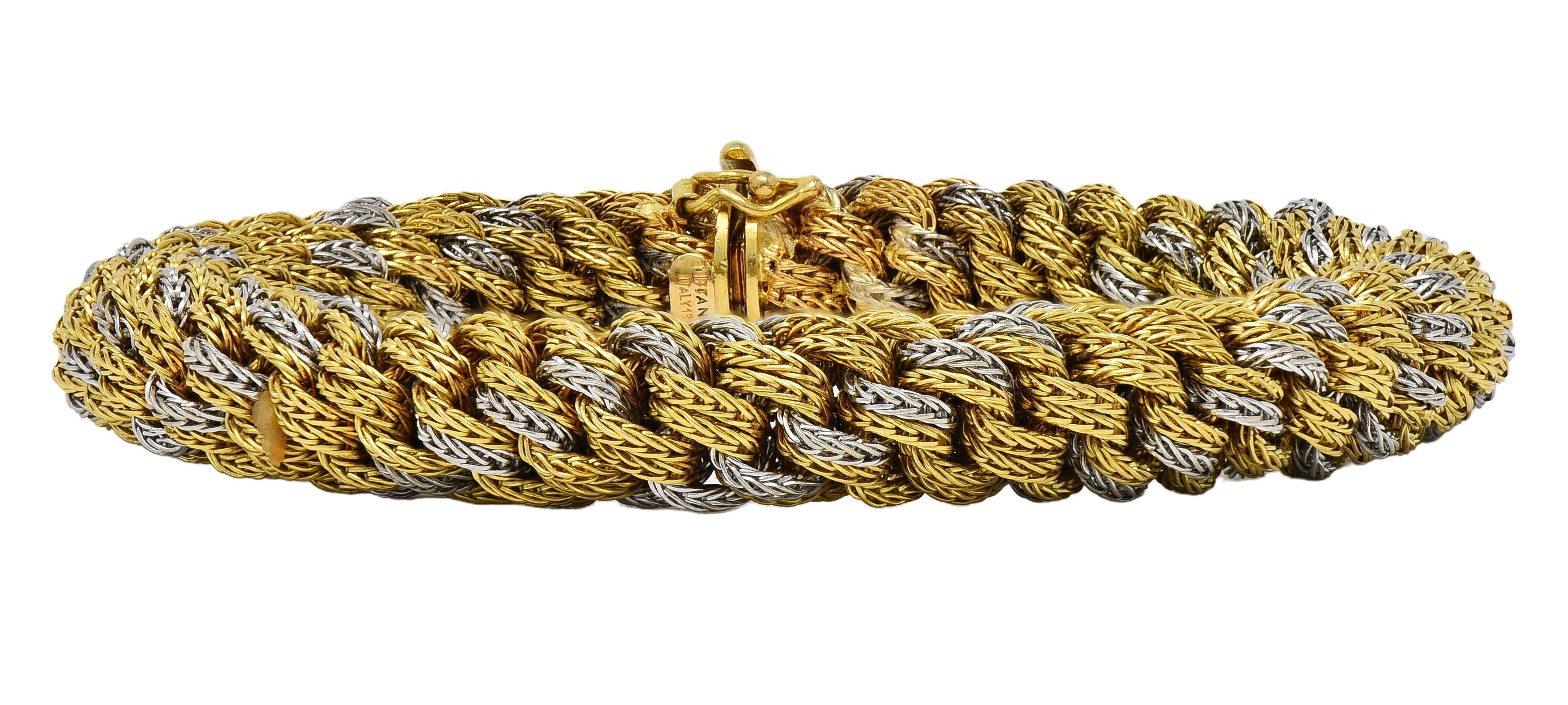 Tiffany & Co. 1960's 18 Karat Two-Tone Gold Vintage Woven Rope Chain Bracelet